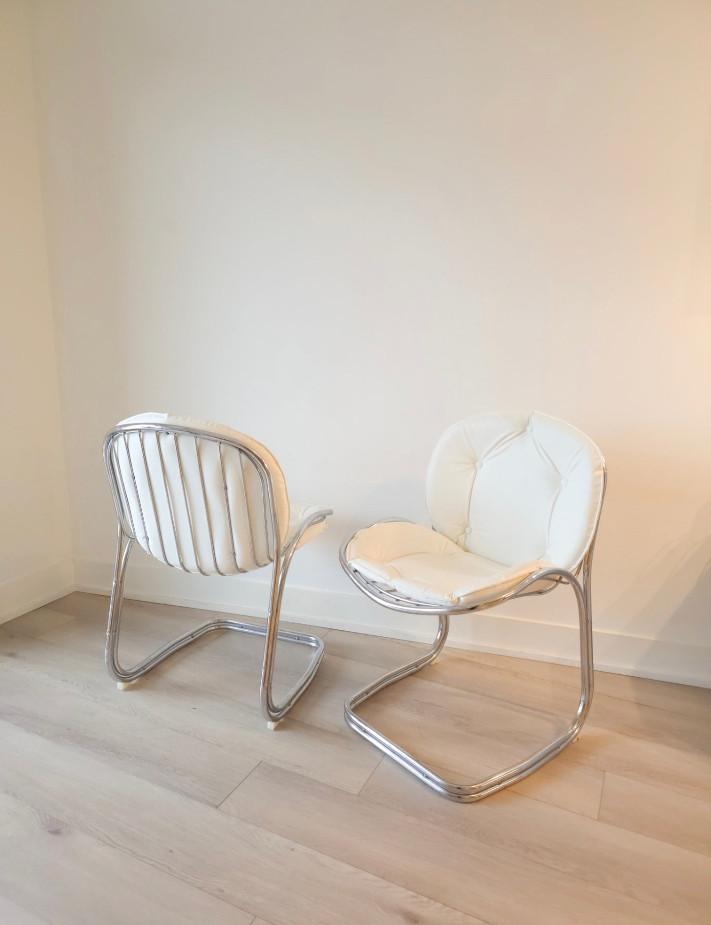 Cantilevered Chrome and leather chairs