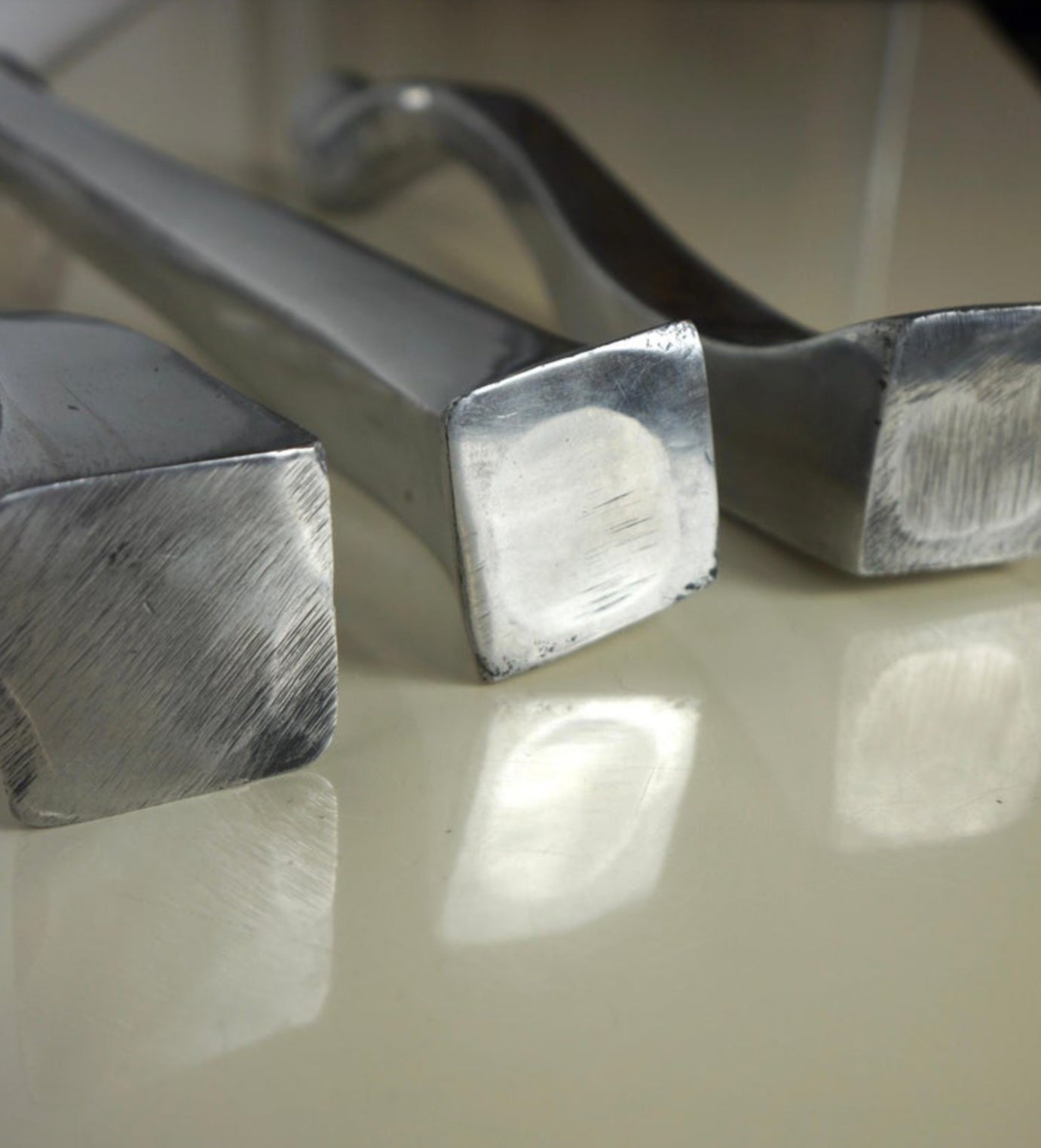 Set Of Aluminum Sculptural Biomorphic Candlesticks