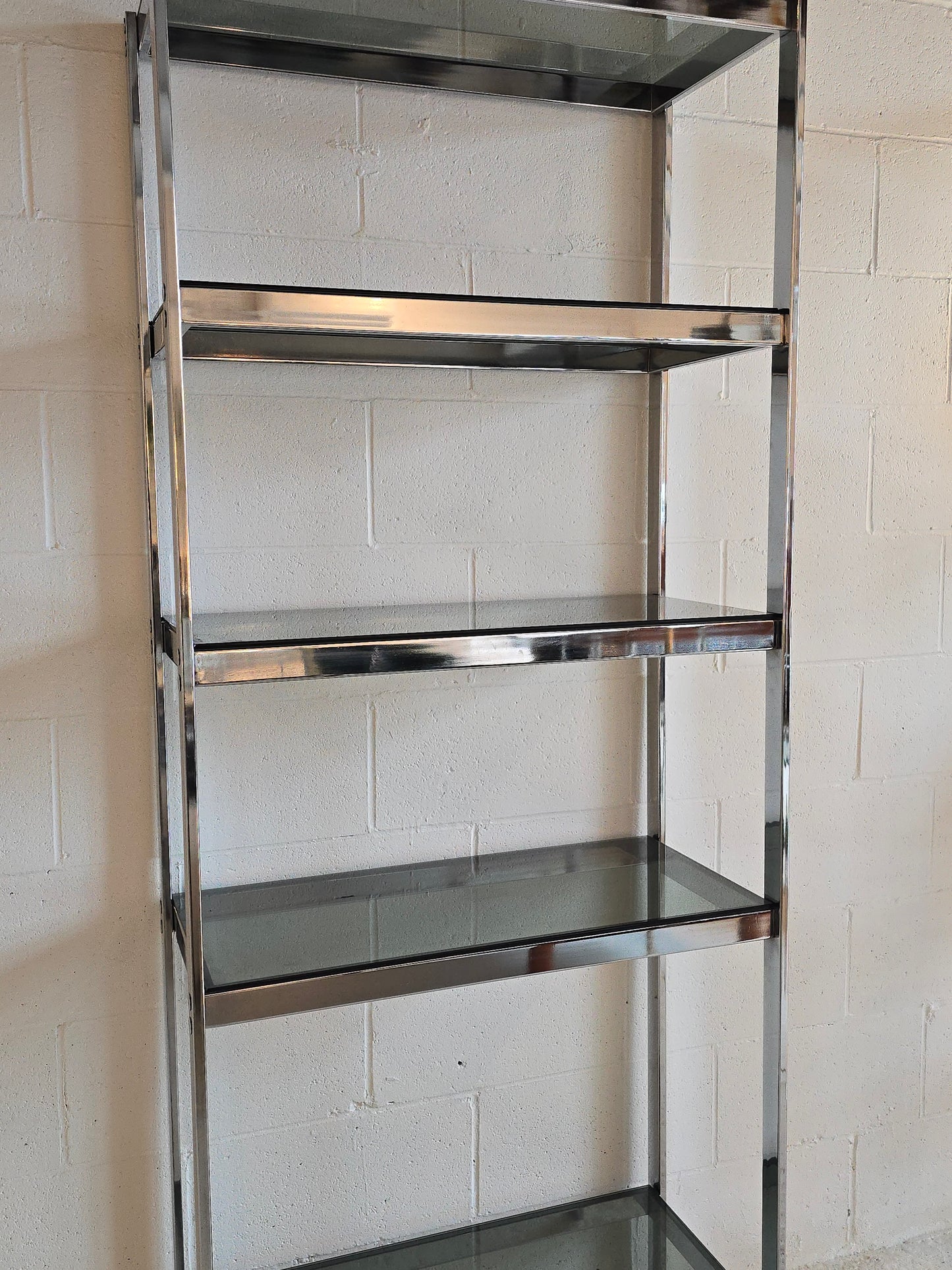 Chrome and Tinted Glass Shelf