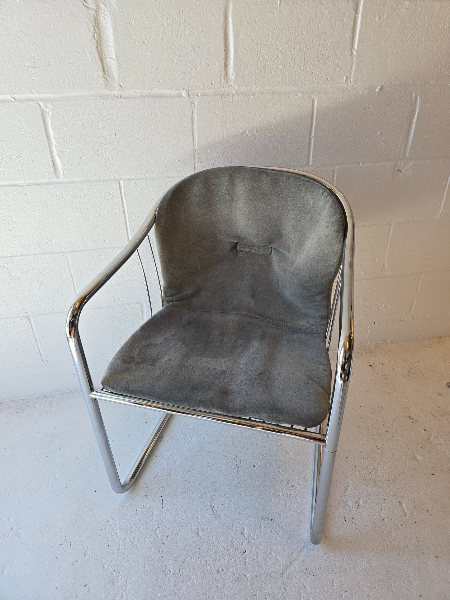 Cantilevered Chrome Chairs (One pair available)