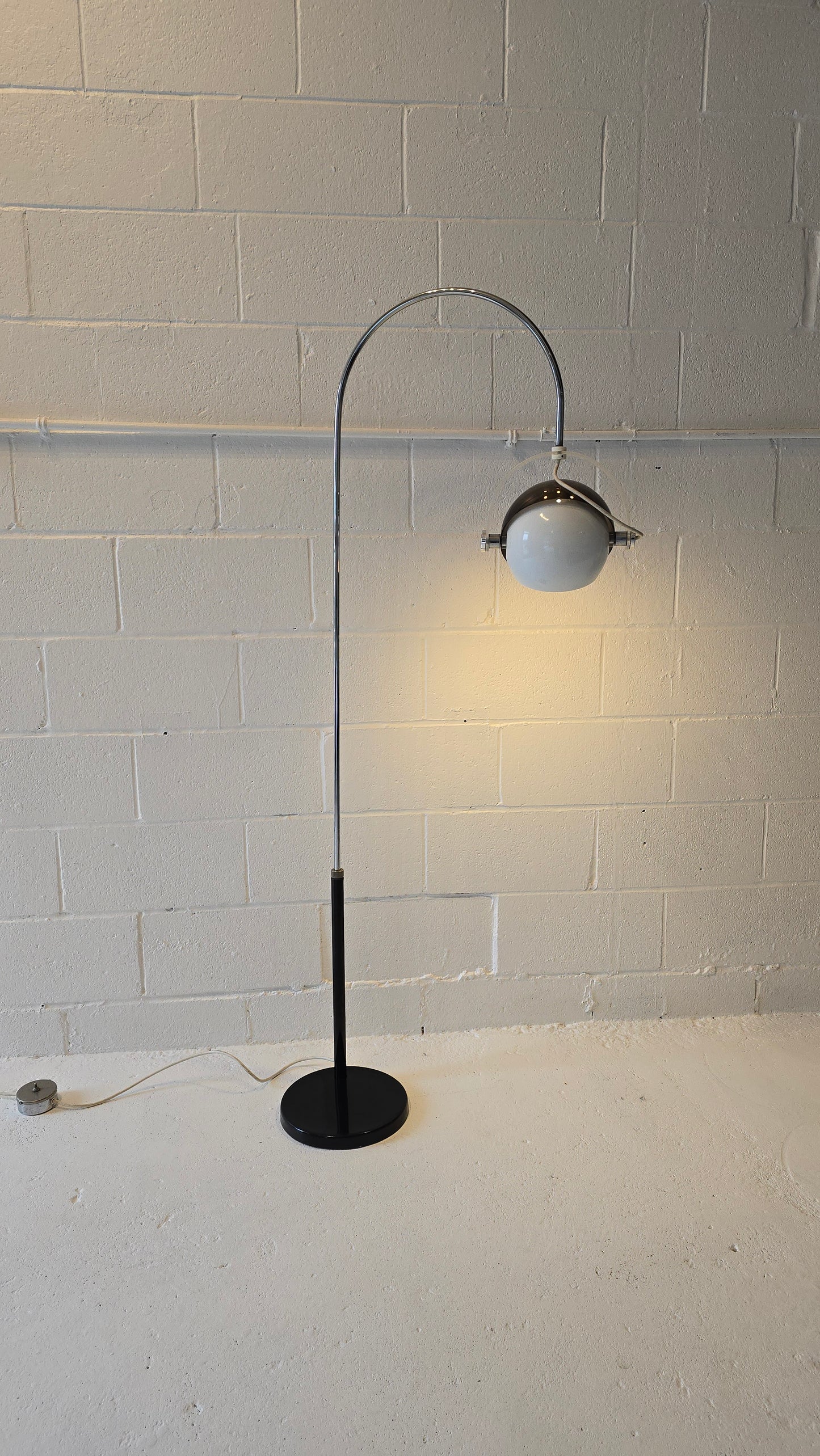 Arch Lucite and chrome floor lamp