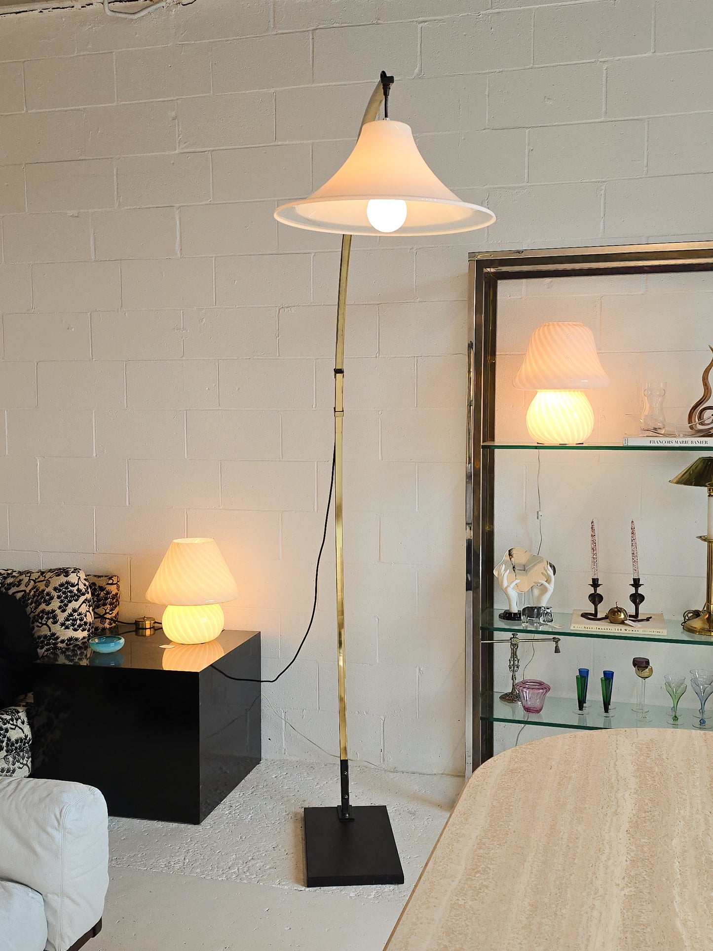 Brass Adjustable Arc Floor Lamp