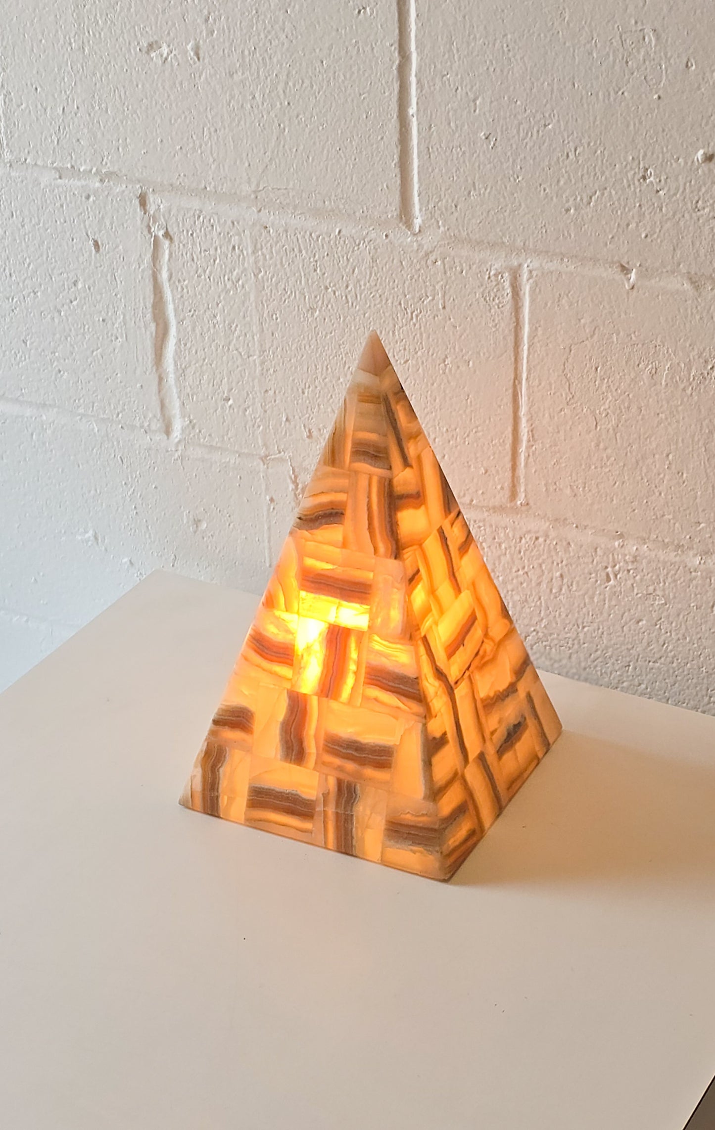 Onyx Stone Pyramid Lamp