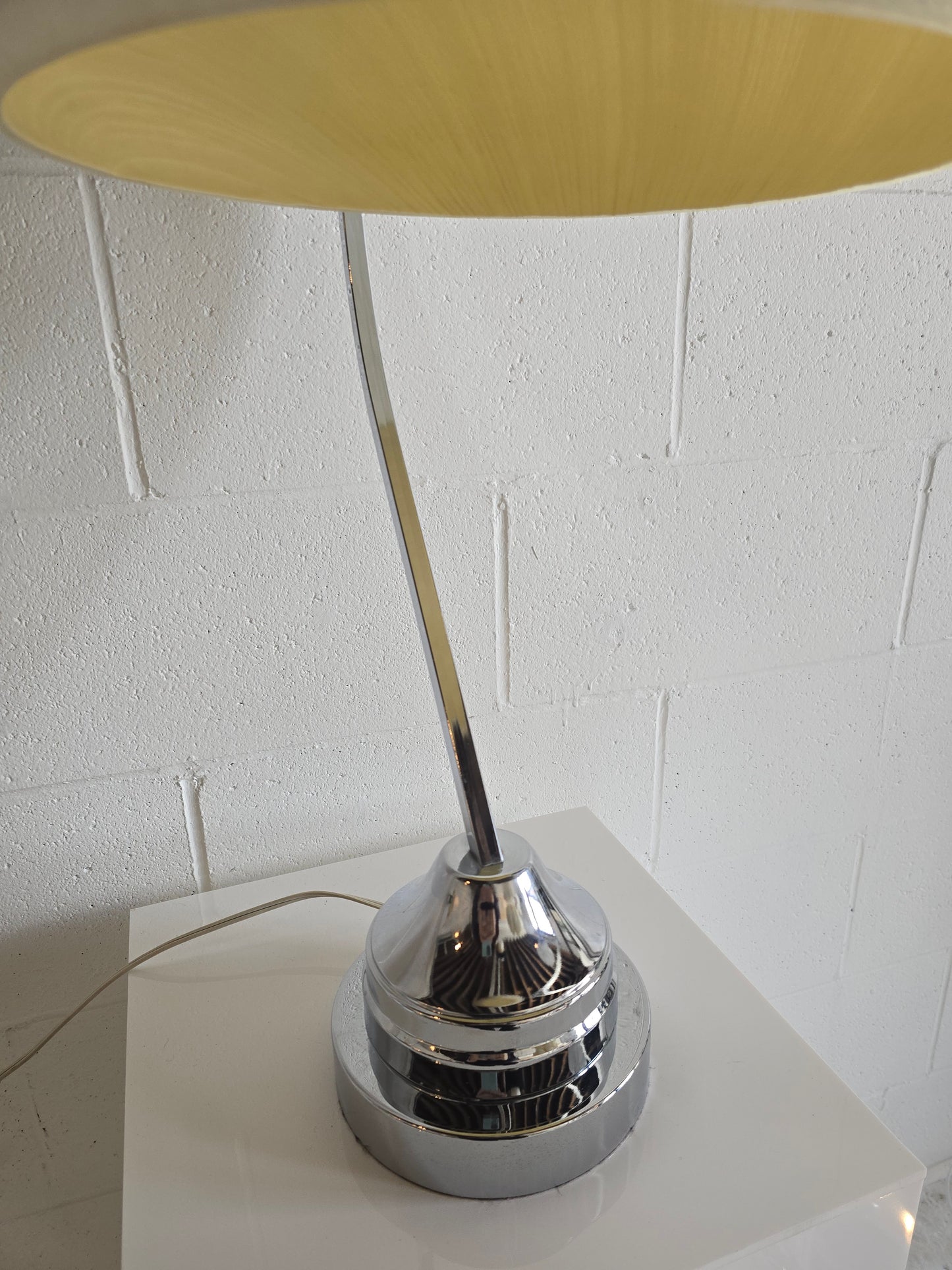 Arc Chrome & Fiberglass Table Lamp