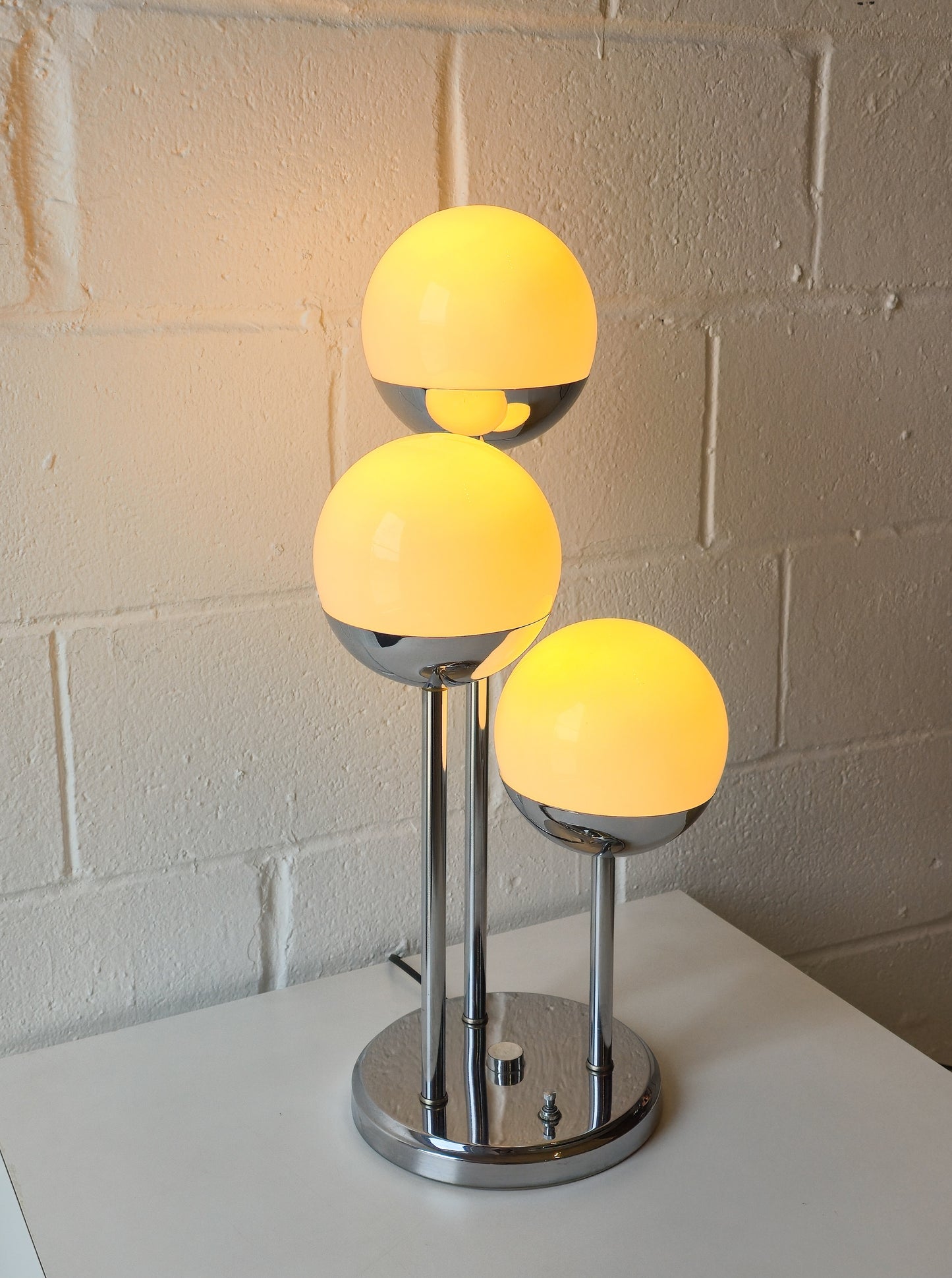 Chrome and Glass Globe Table Lamp