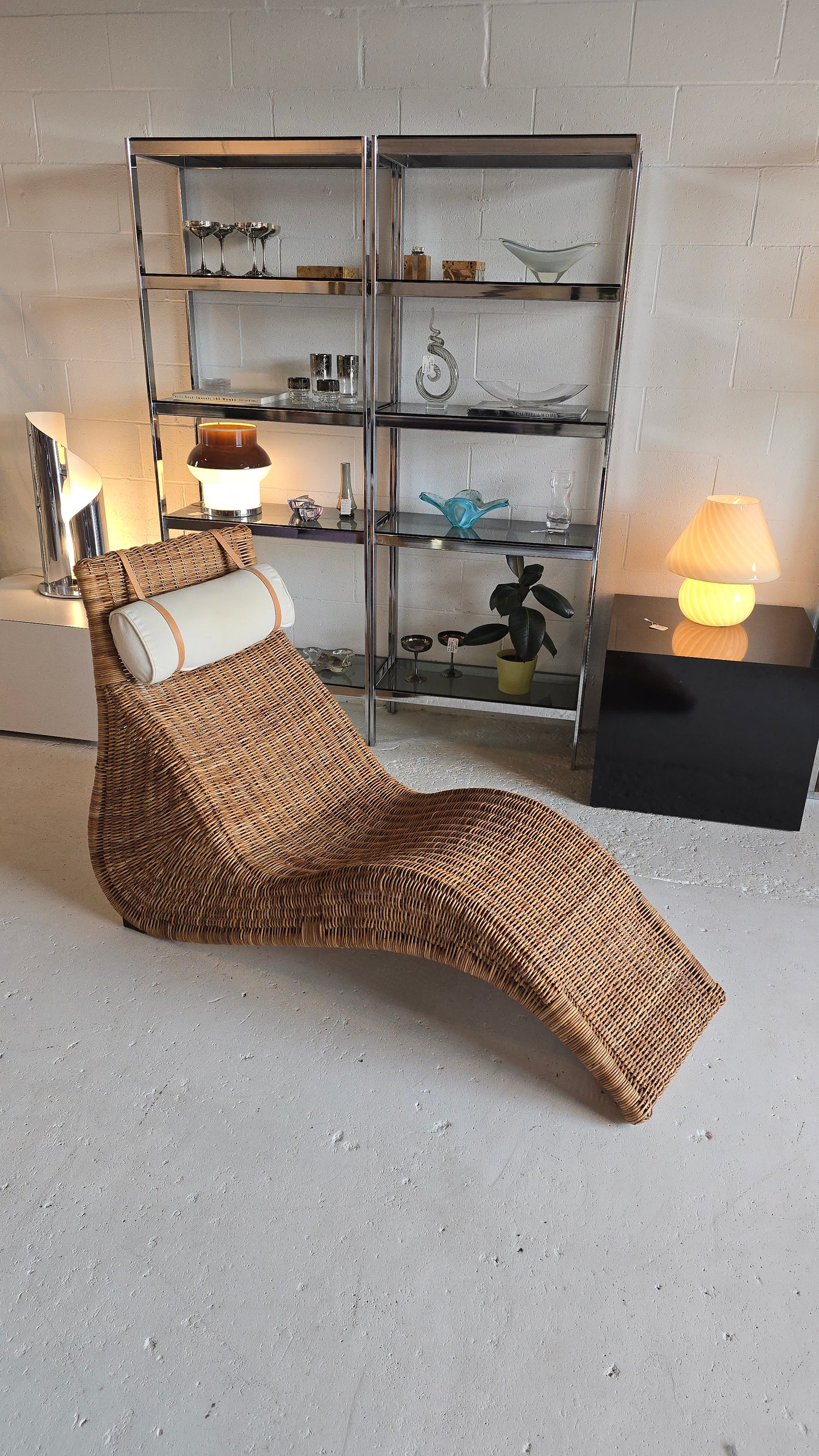Vintage IKEA Karlskrona Wicker Rattan Chaise