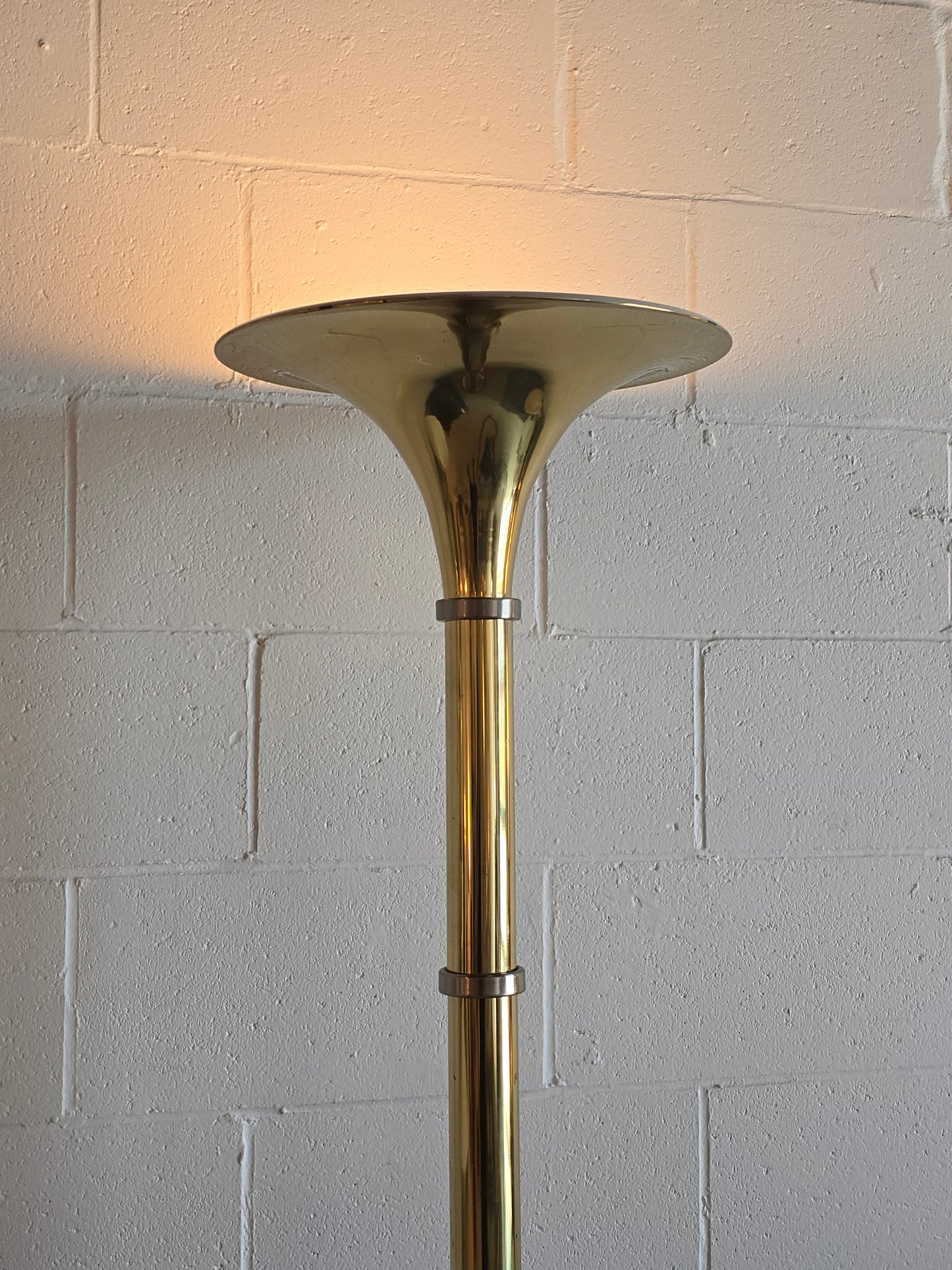 Torchiere Brass and Chrome Floor Lamp