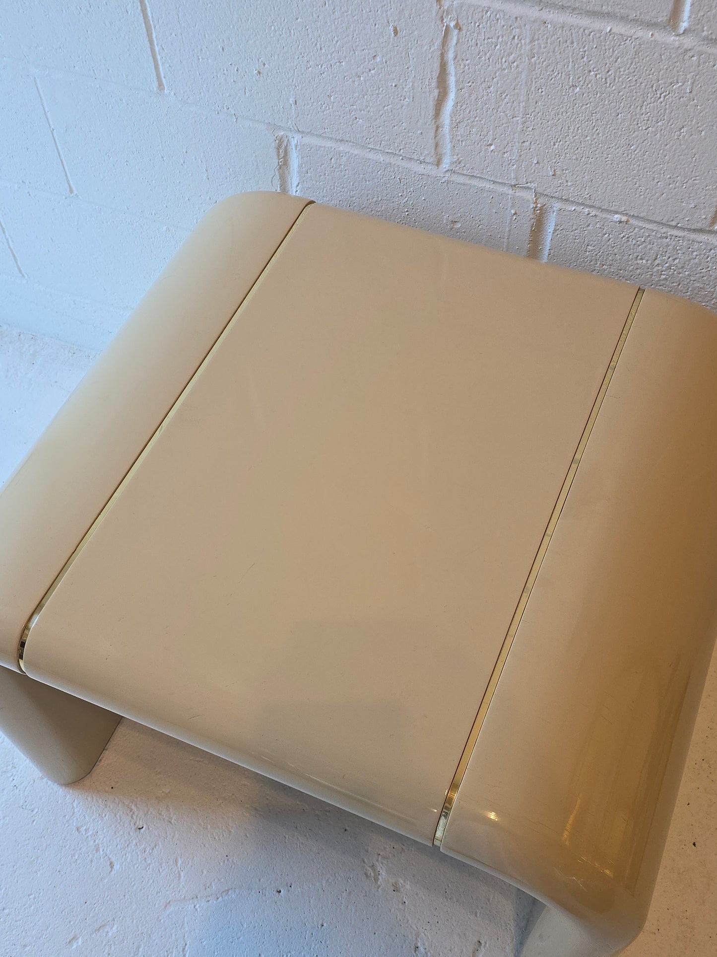 Cream Lacquered Waterfall Side Table