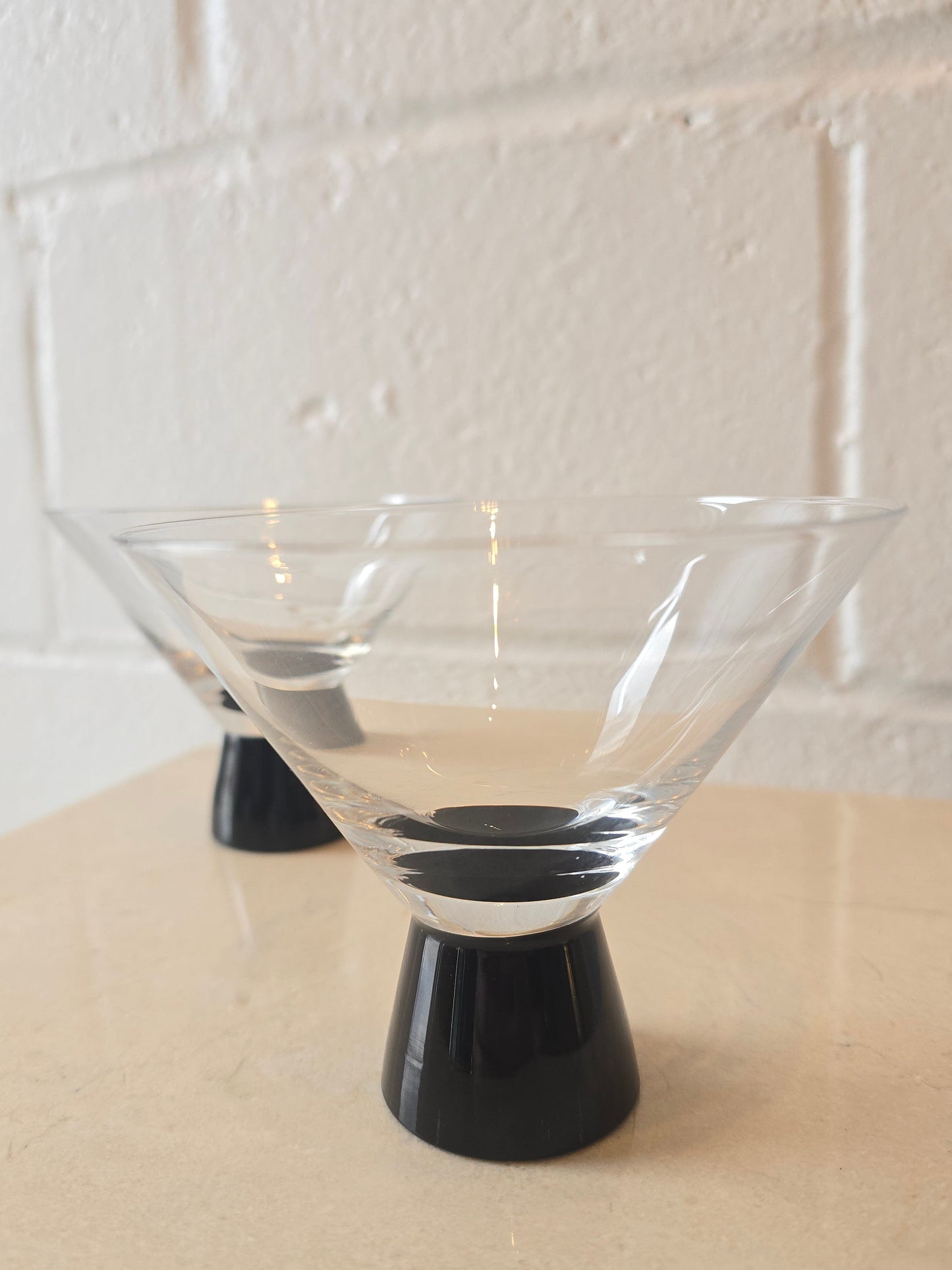 Clear & Black Martini Cocktail Glasses