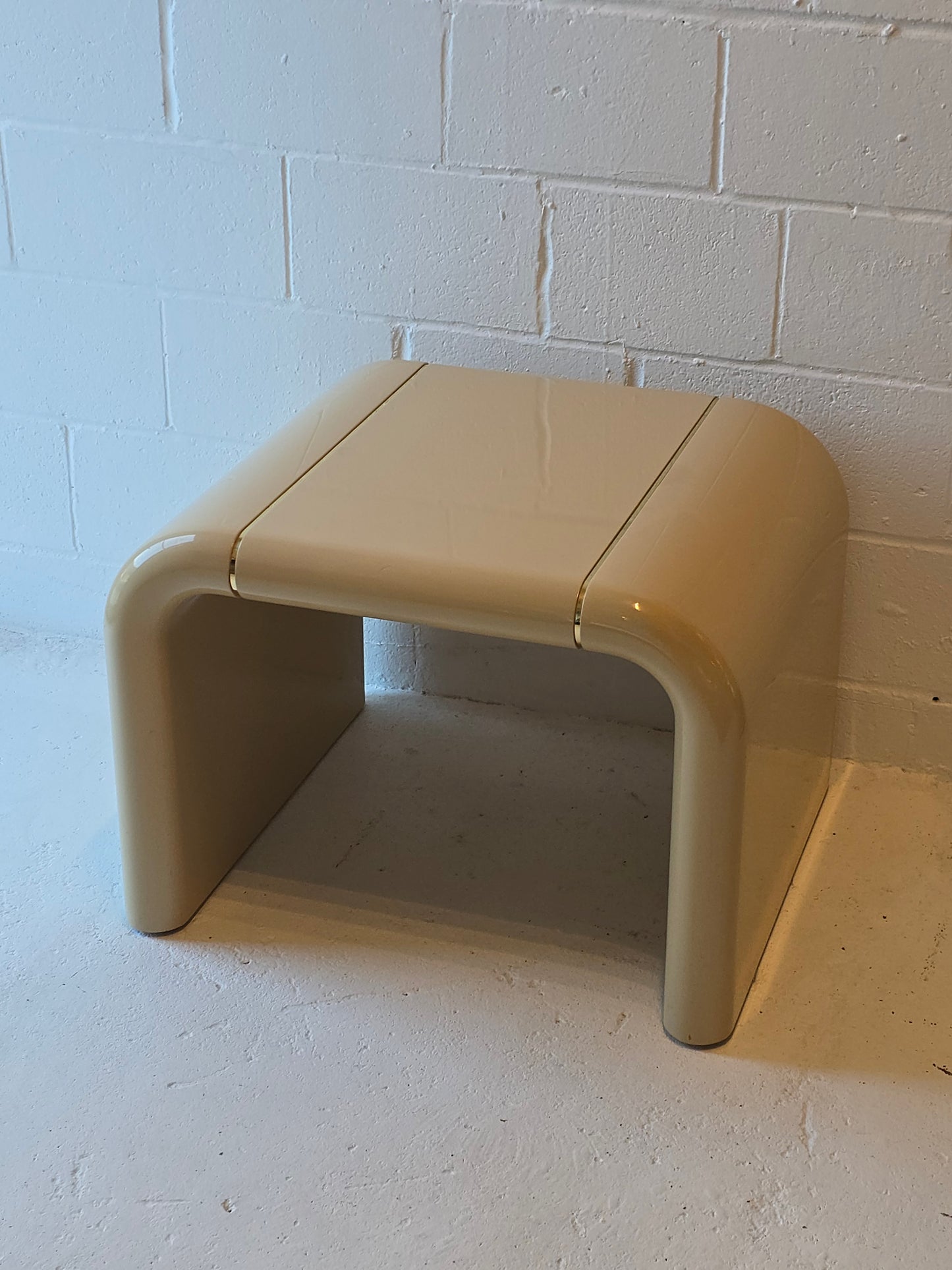Cream Lacquered Waterfall Side Table