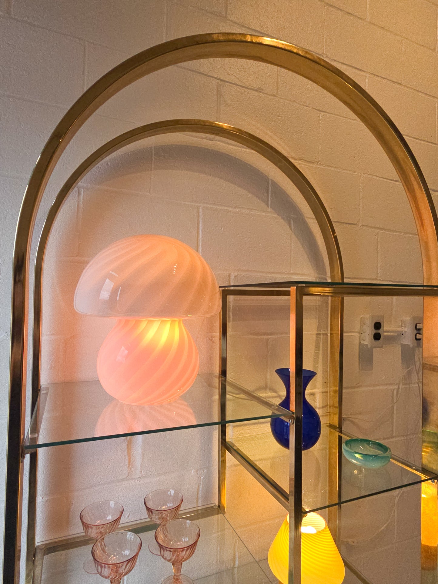 Brass and Glass Arch Etagere