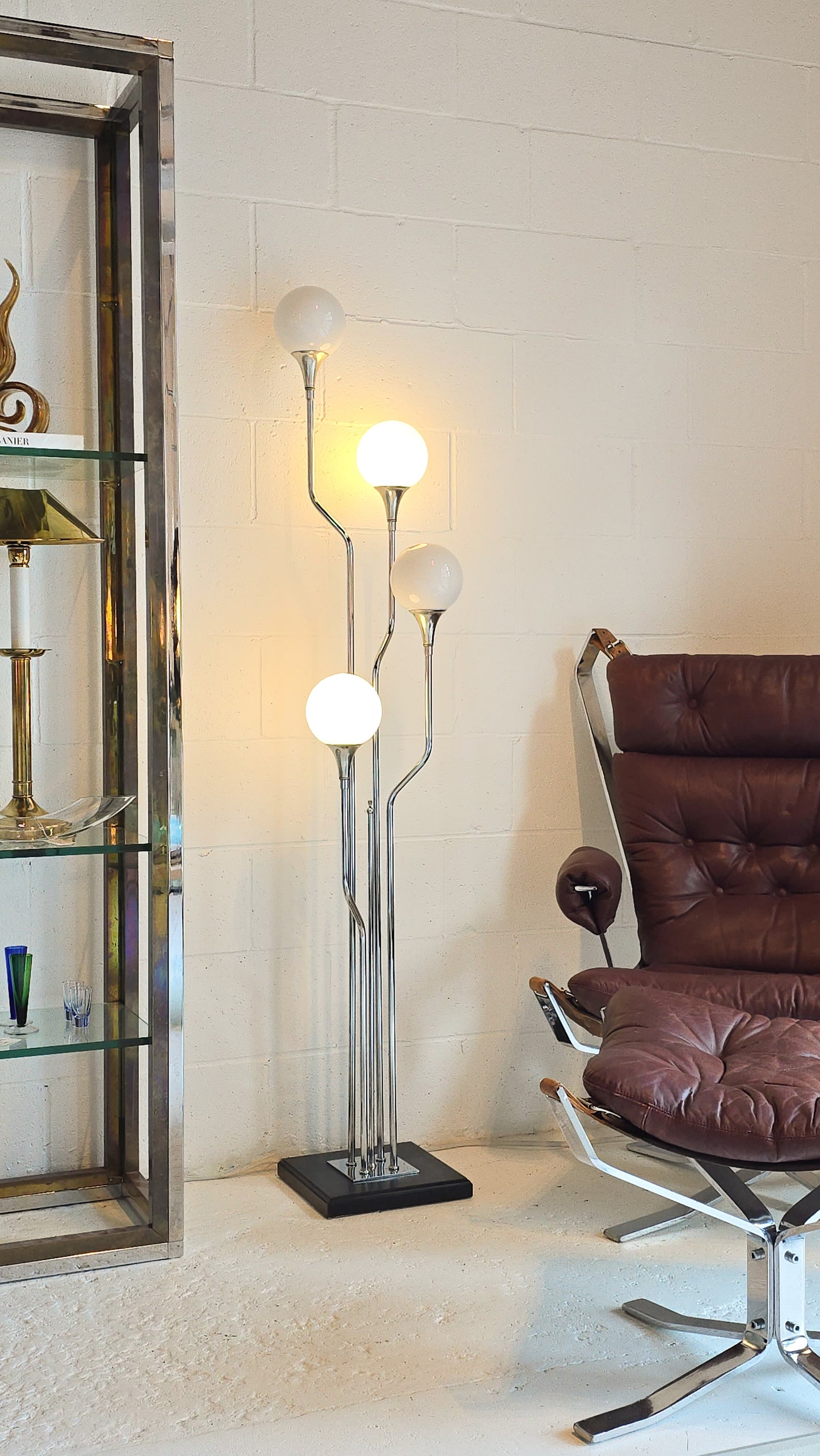 Chrome Floor Lamp Attributed to Reggiani