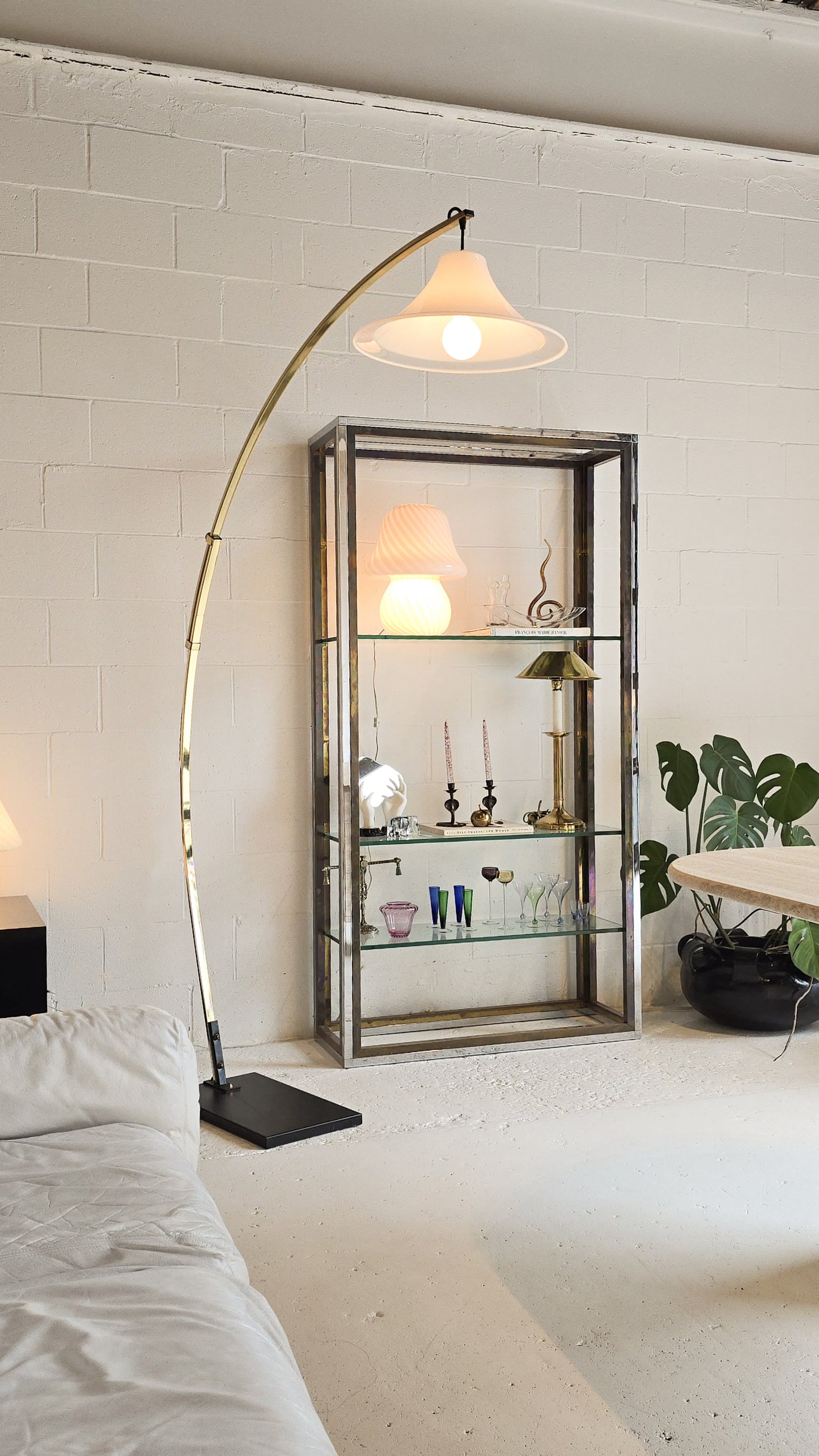 Brass Adjustable Arc Floor Lamp
