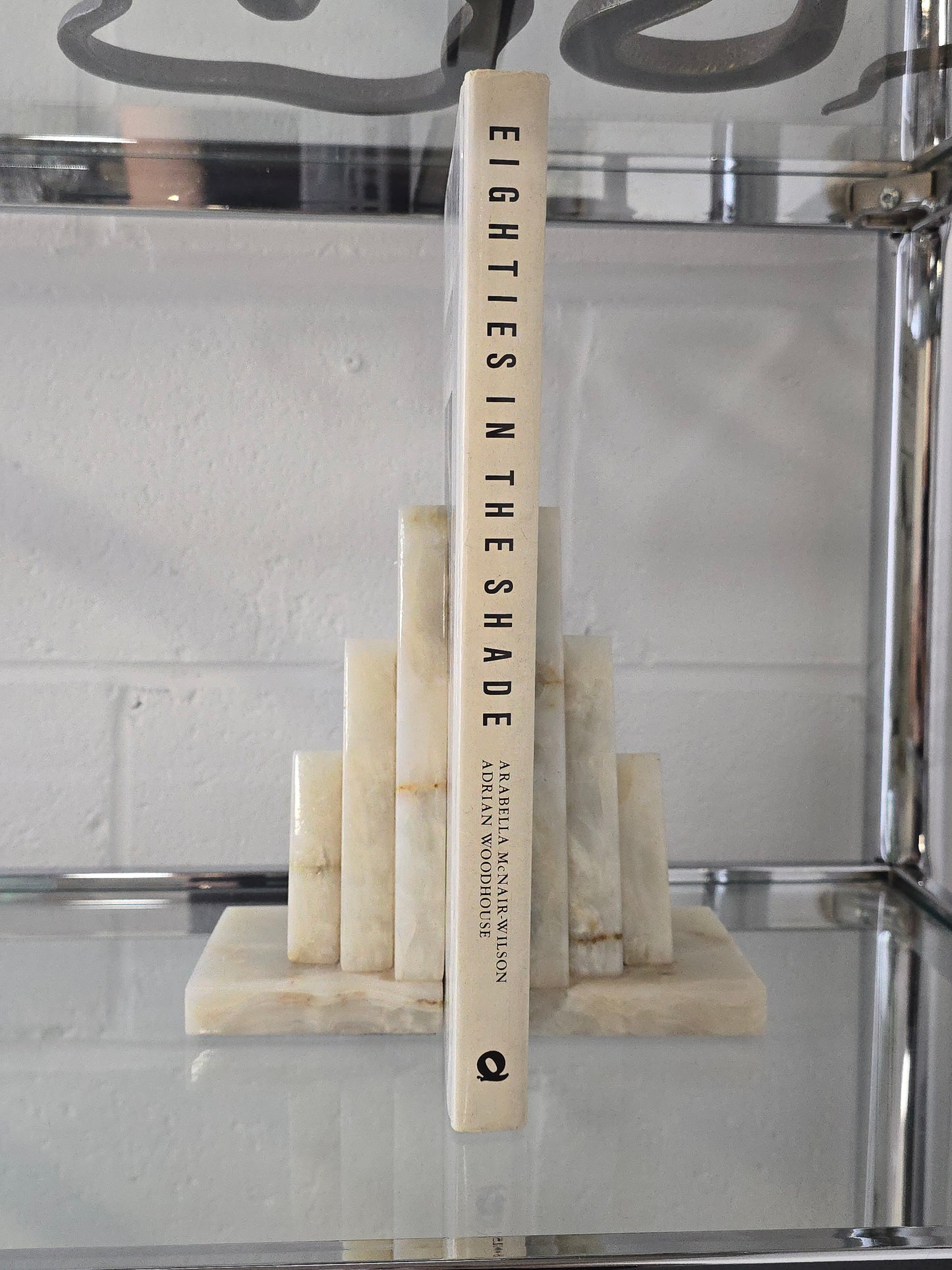 Pair of sculptural onyx stone bookends