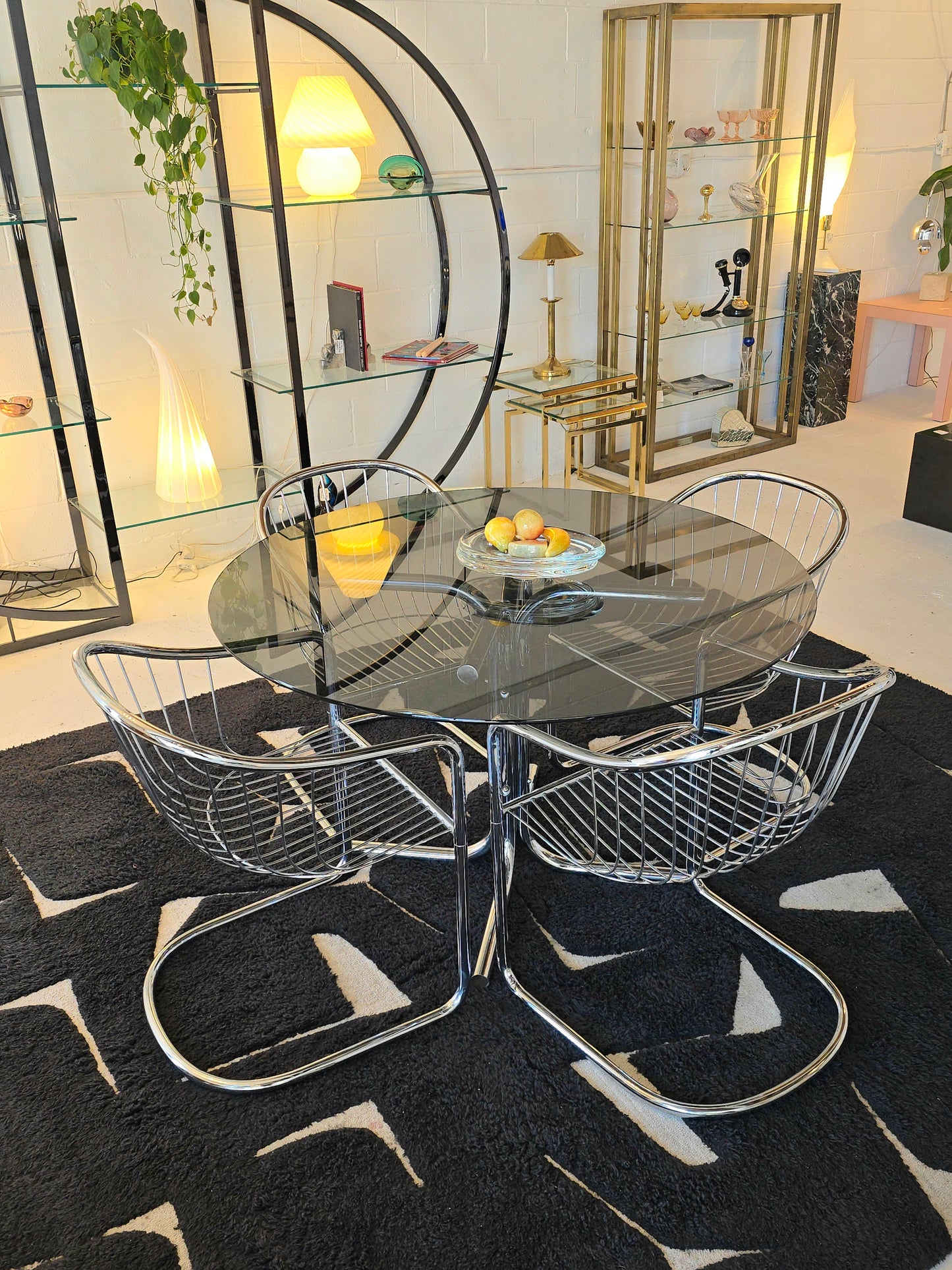 Cantilevered Chrome Chairs (One pair available)