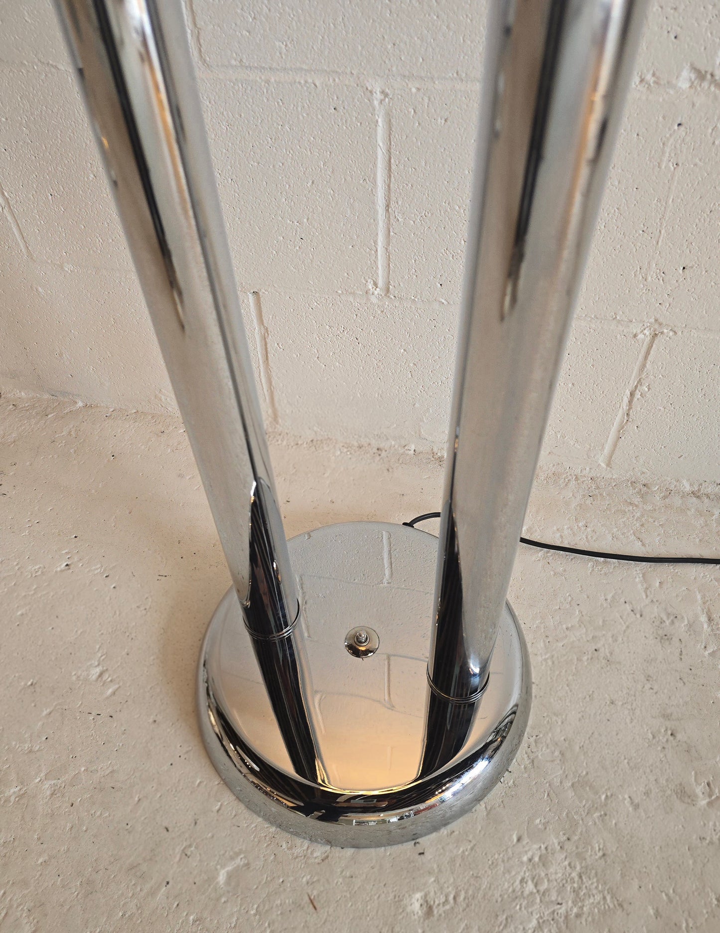 Tubular Chrome and Murano Glass Floor Lamp