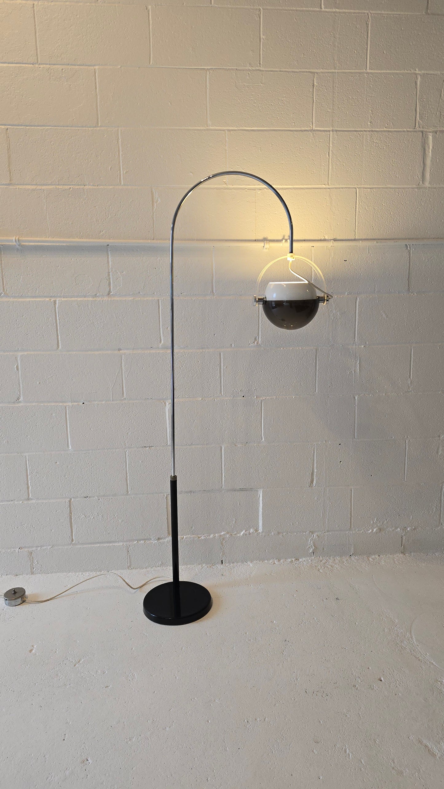 Arch Lucite and chrome floor lamp