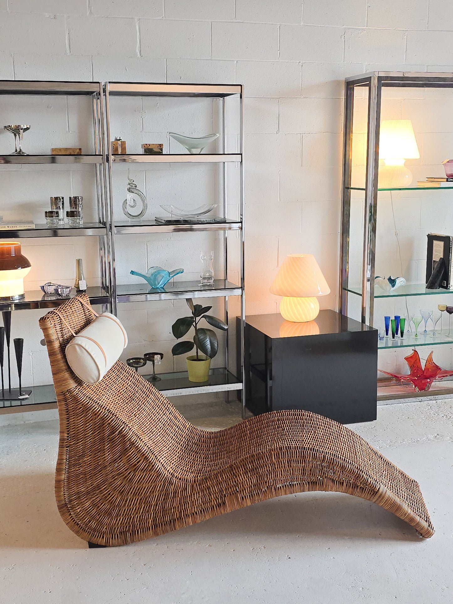 Vintage IKEA Karlskrona Wicker Rattan Chaise