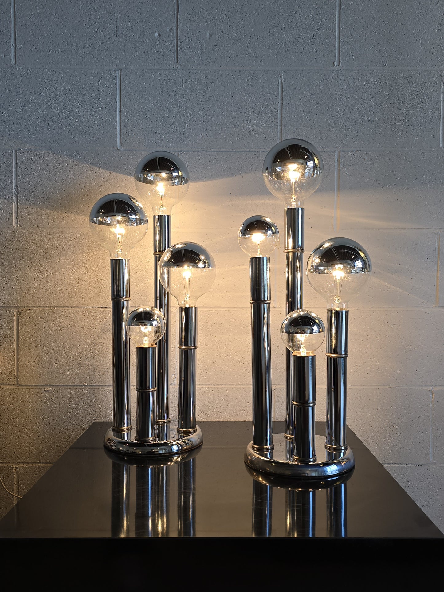 1970s Four Tier Chrome Lamp