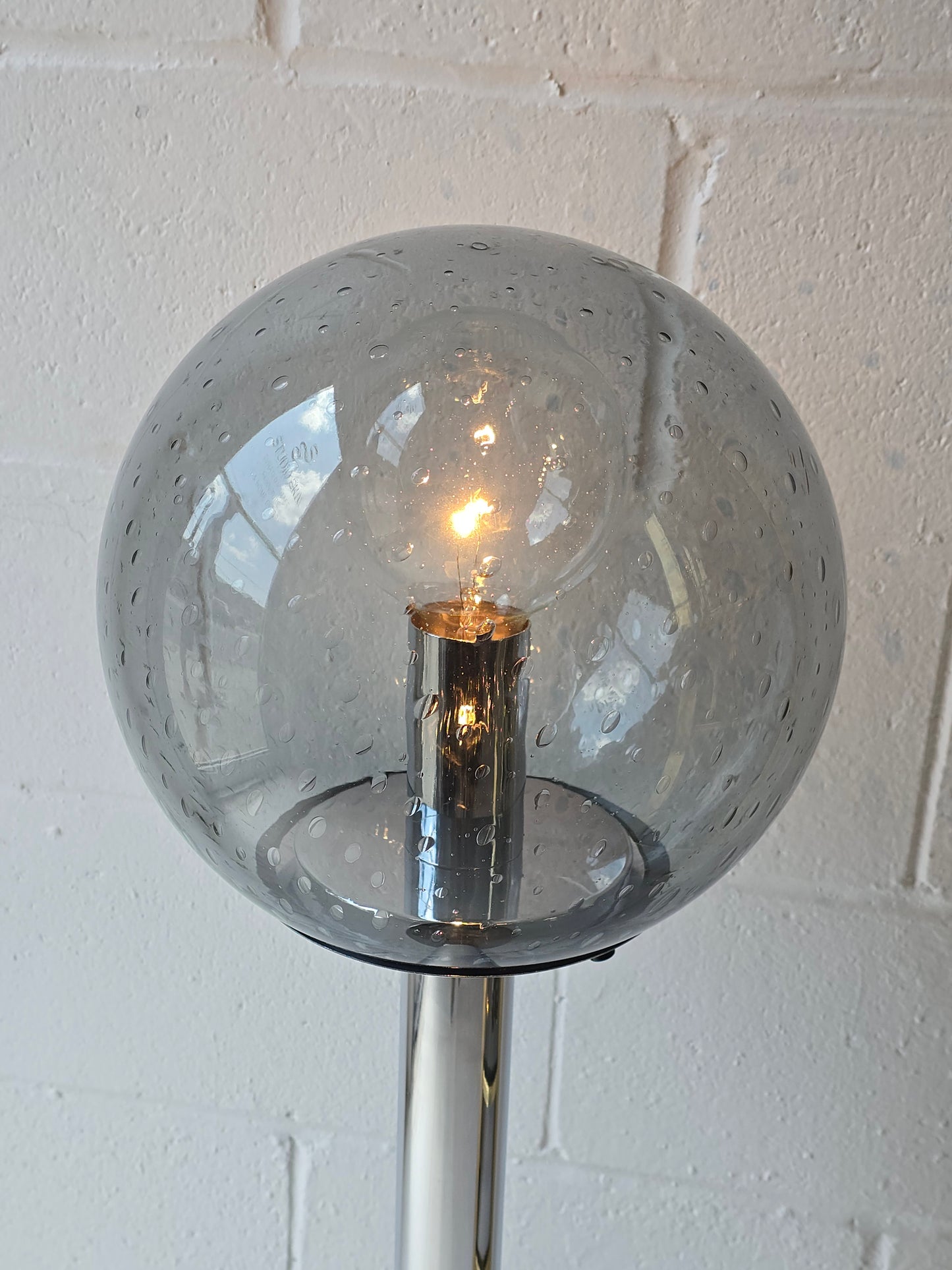 Glass Globe and Chrome Lamp