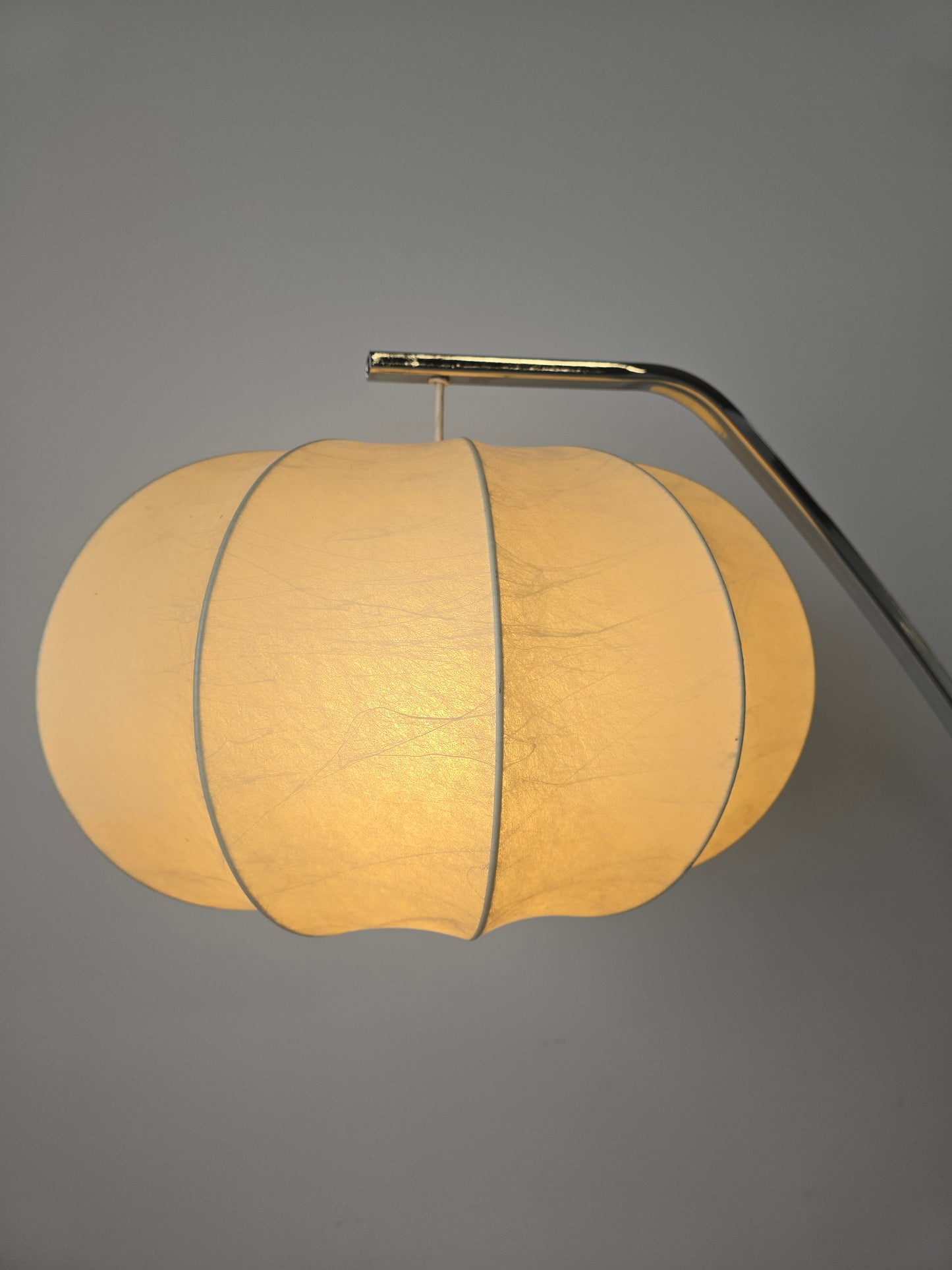 Arc Chrome Floor Lamp with Cocoon Shade