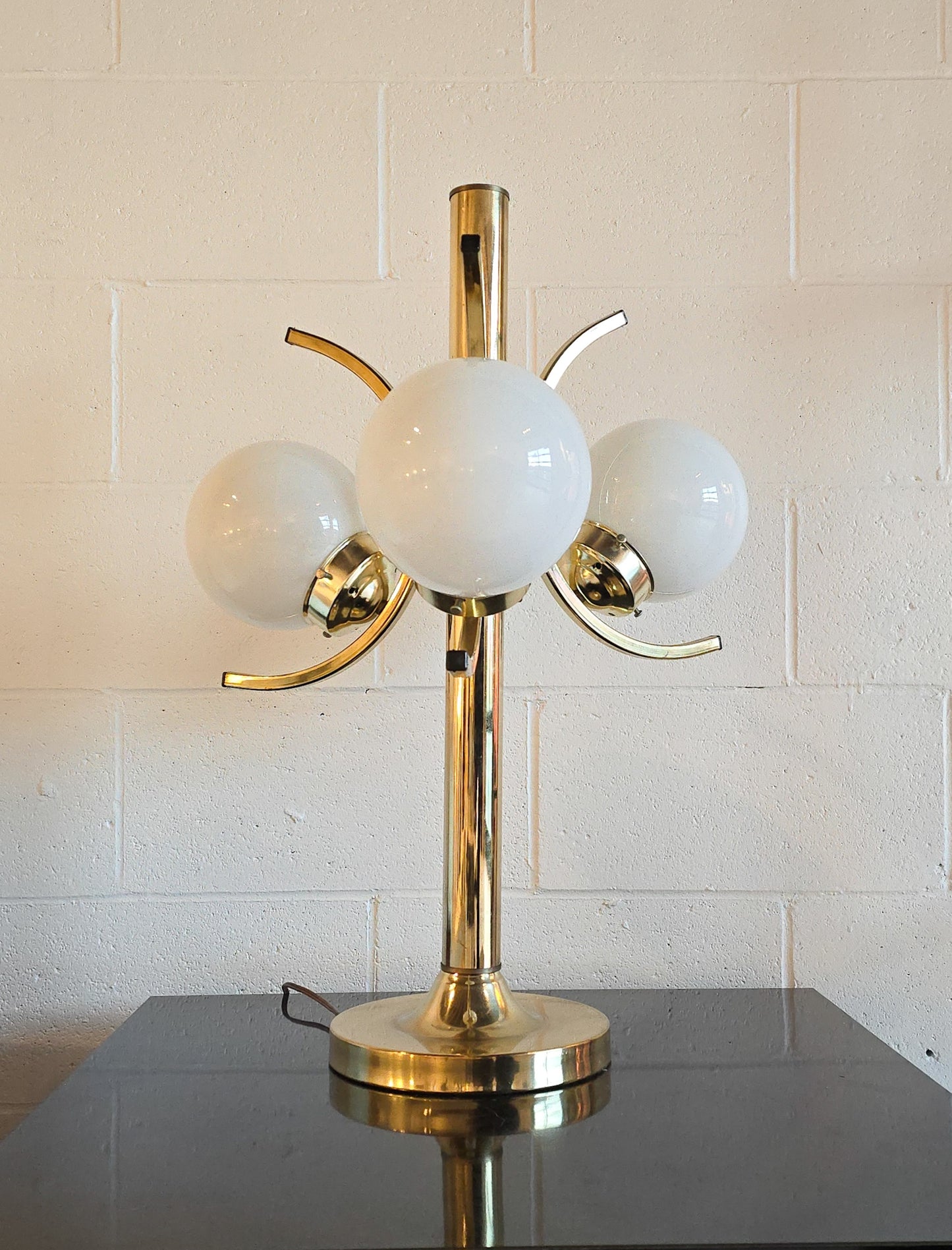 Three Globe Brass Table Lamp