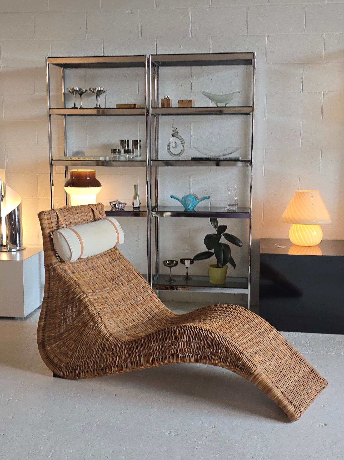 Vintage IKEA Karlskrona Wicker Rattan Chaise