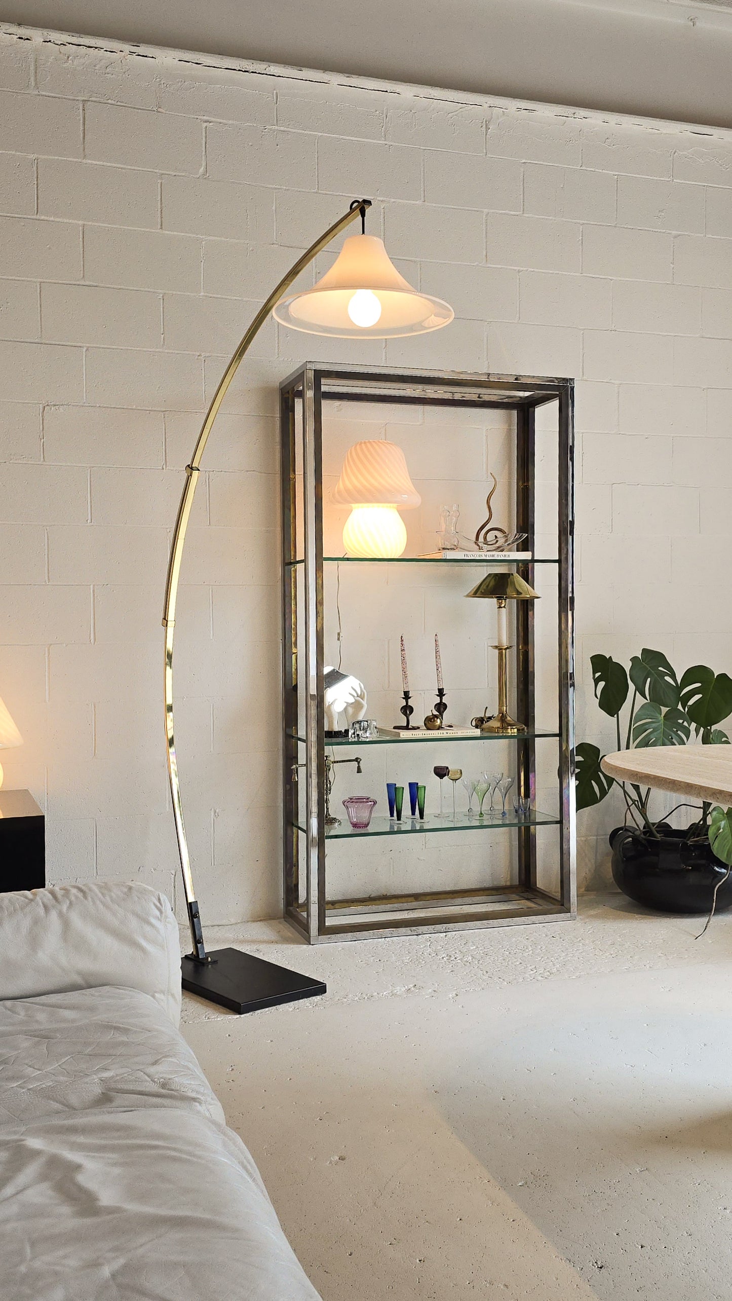 Brass Adjustable Arc Floor Lamp