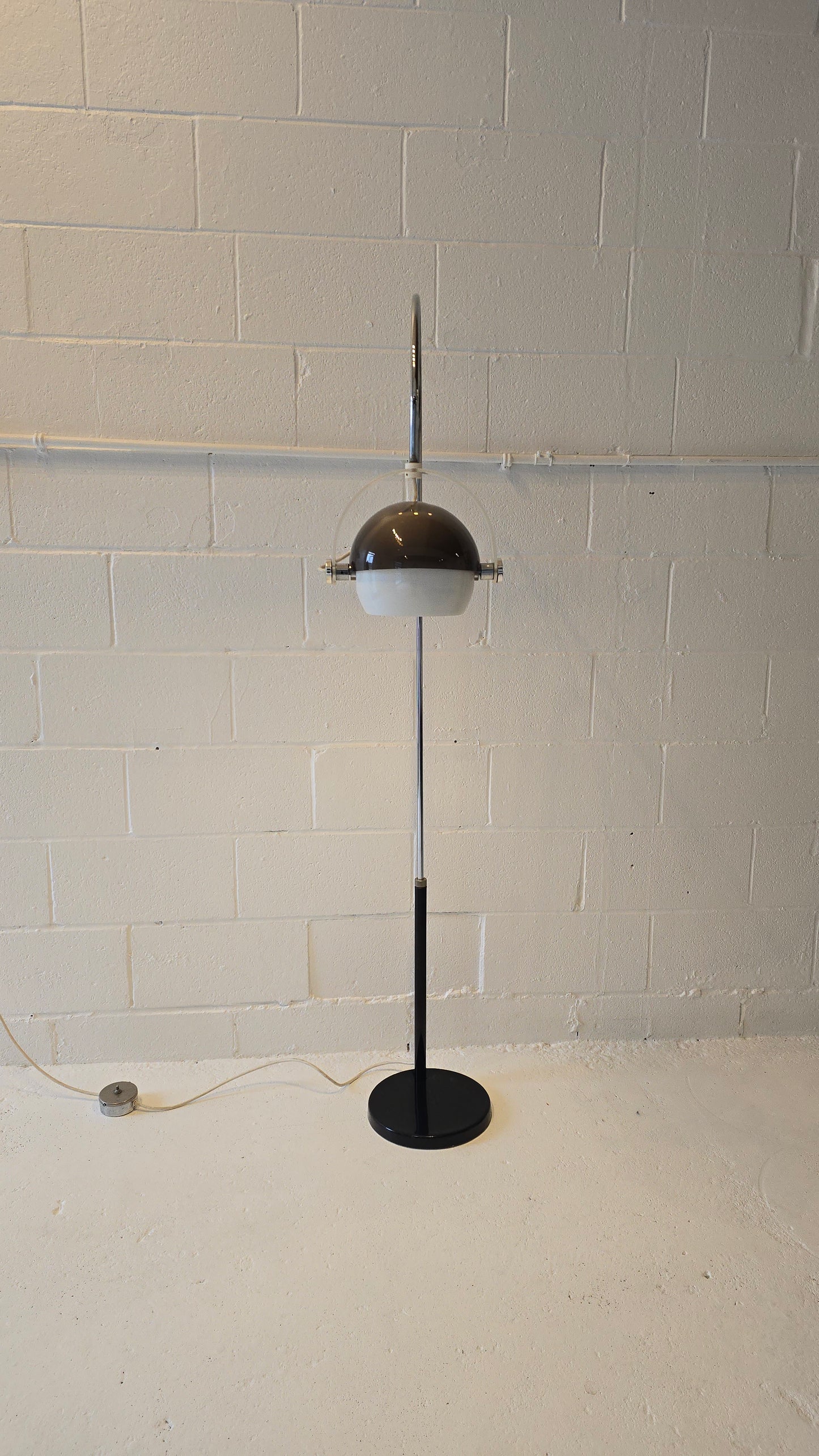 Arch Lucite and chrome floor lamp