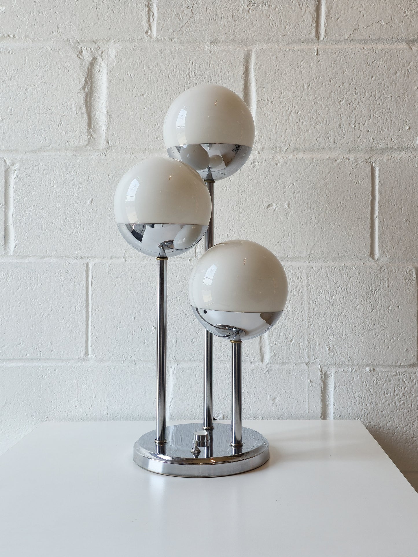 Chrome and Glass Globe Table Lamp