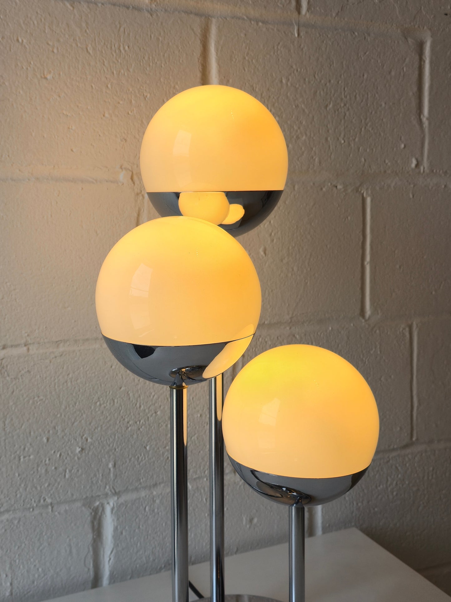 Chrome and Glass Globe Table Lamp