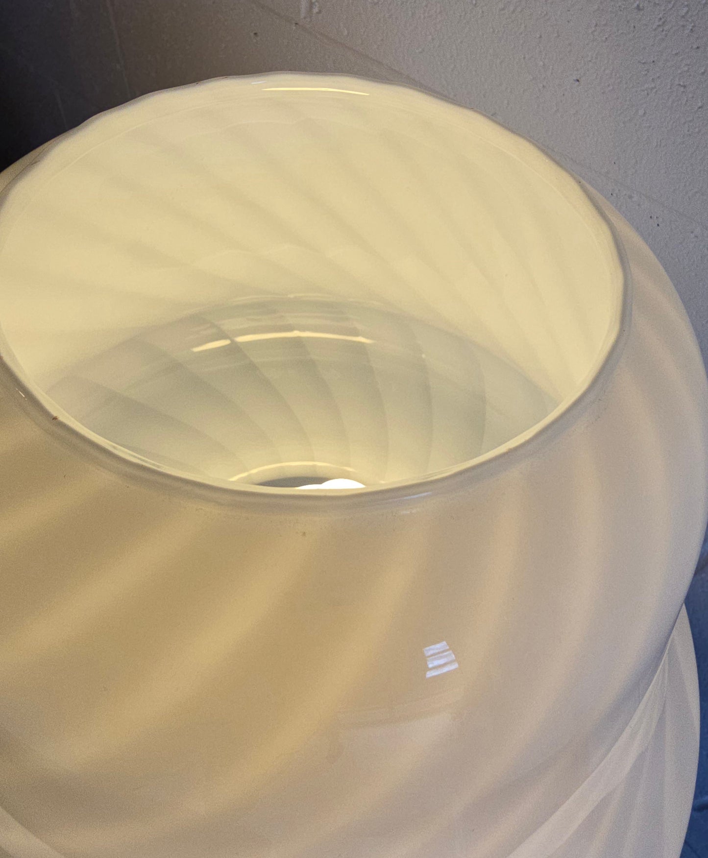 Murano White Art Glass Mushroom Lamps