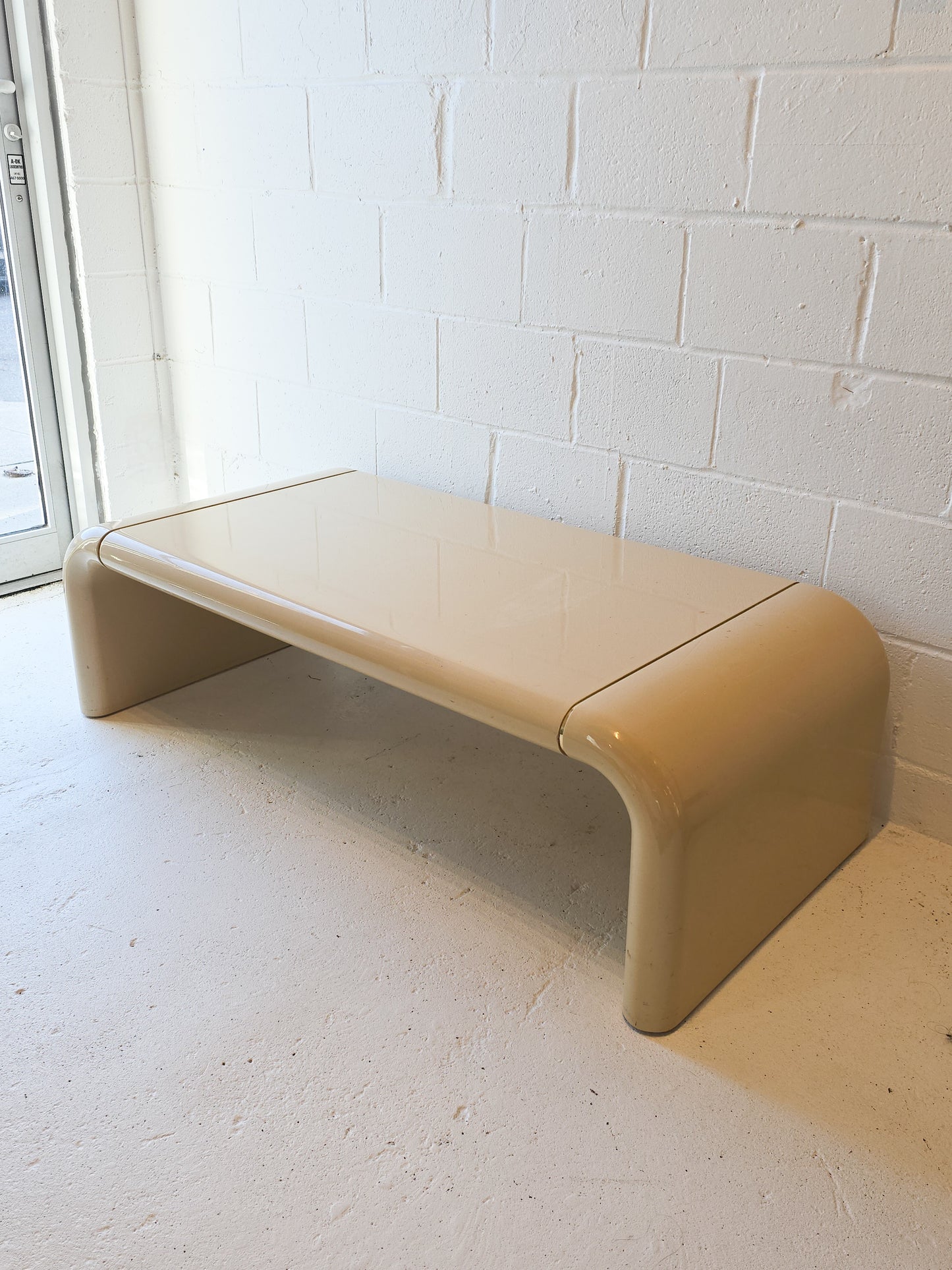 Cream Lacquered Waterfall Coffee Table