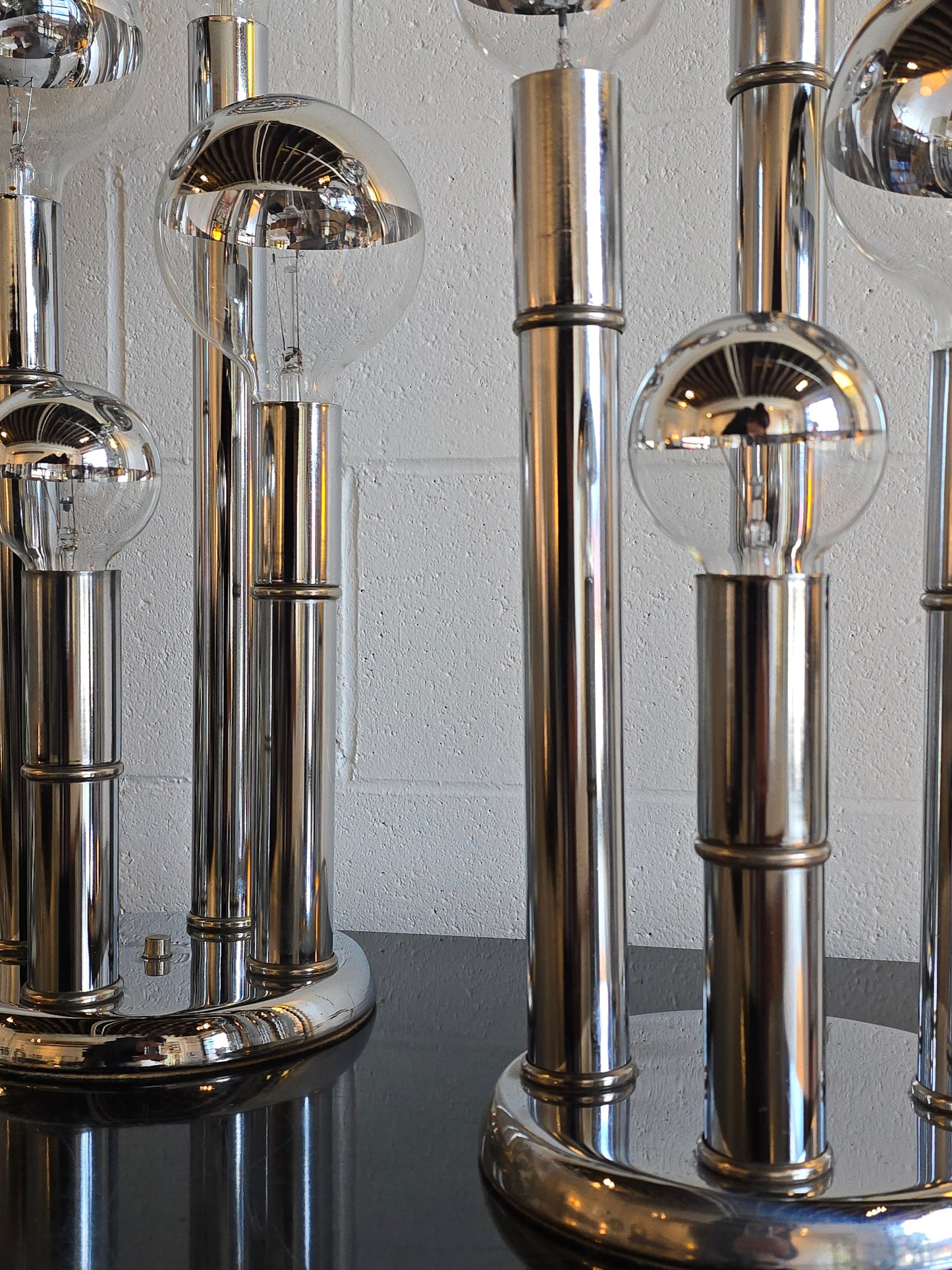 1970s Four Tier Chrome Lamp