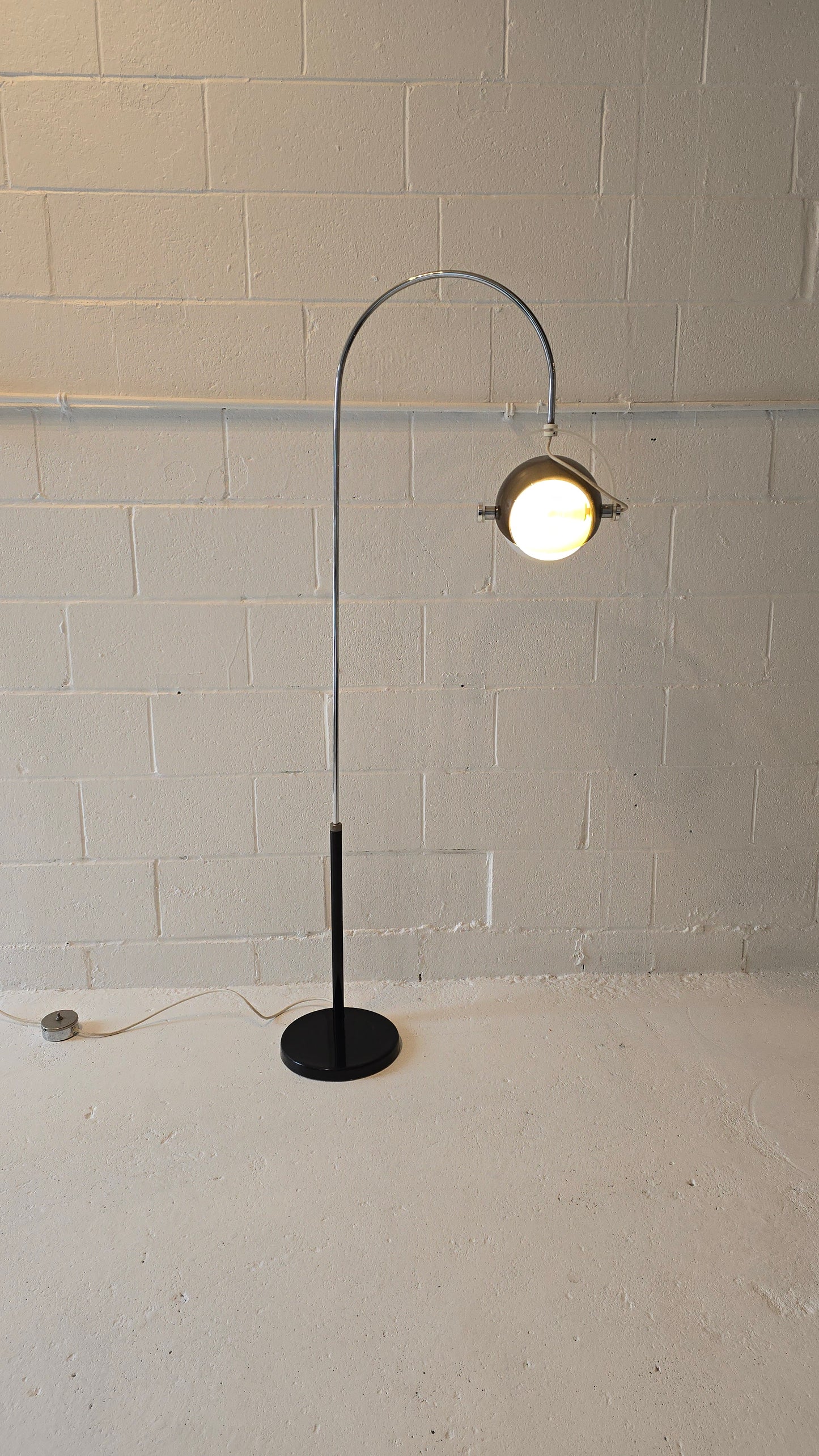 Arch Lucite and chrome floor lamp