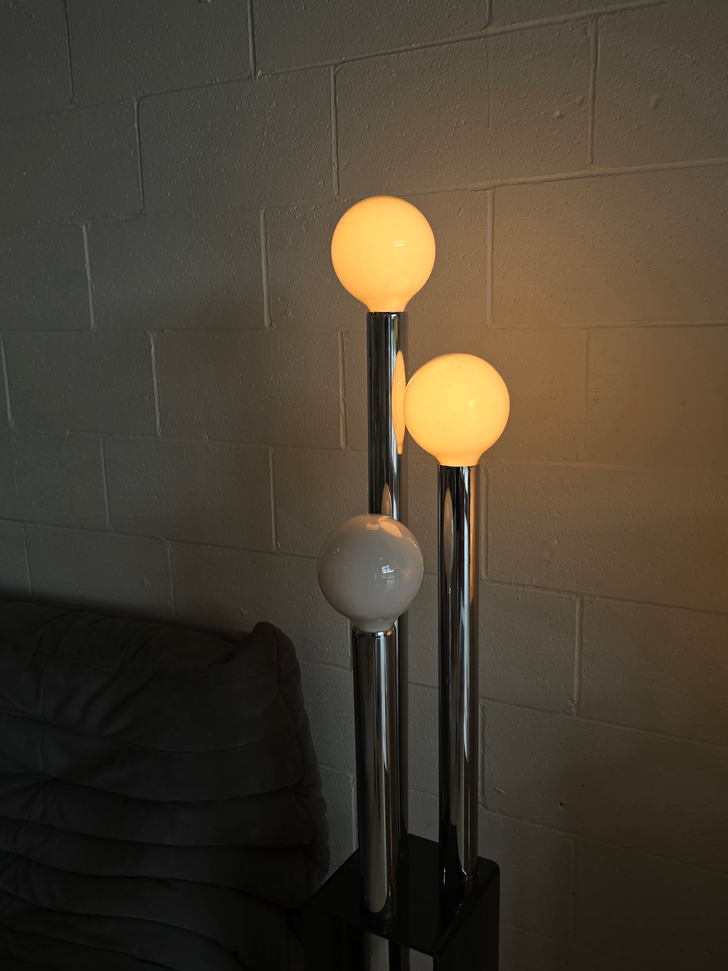 Tubular Chrome and Lucite Floor Lamp