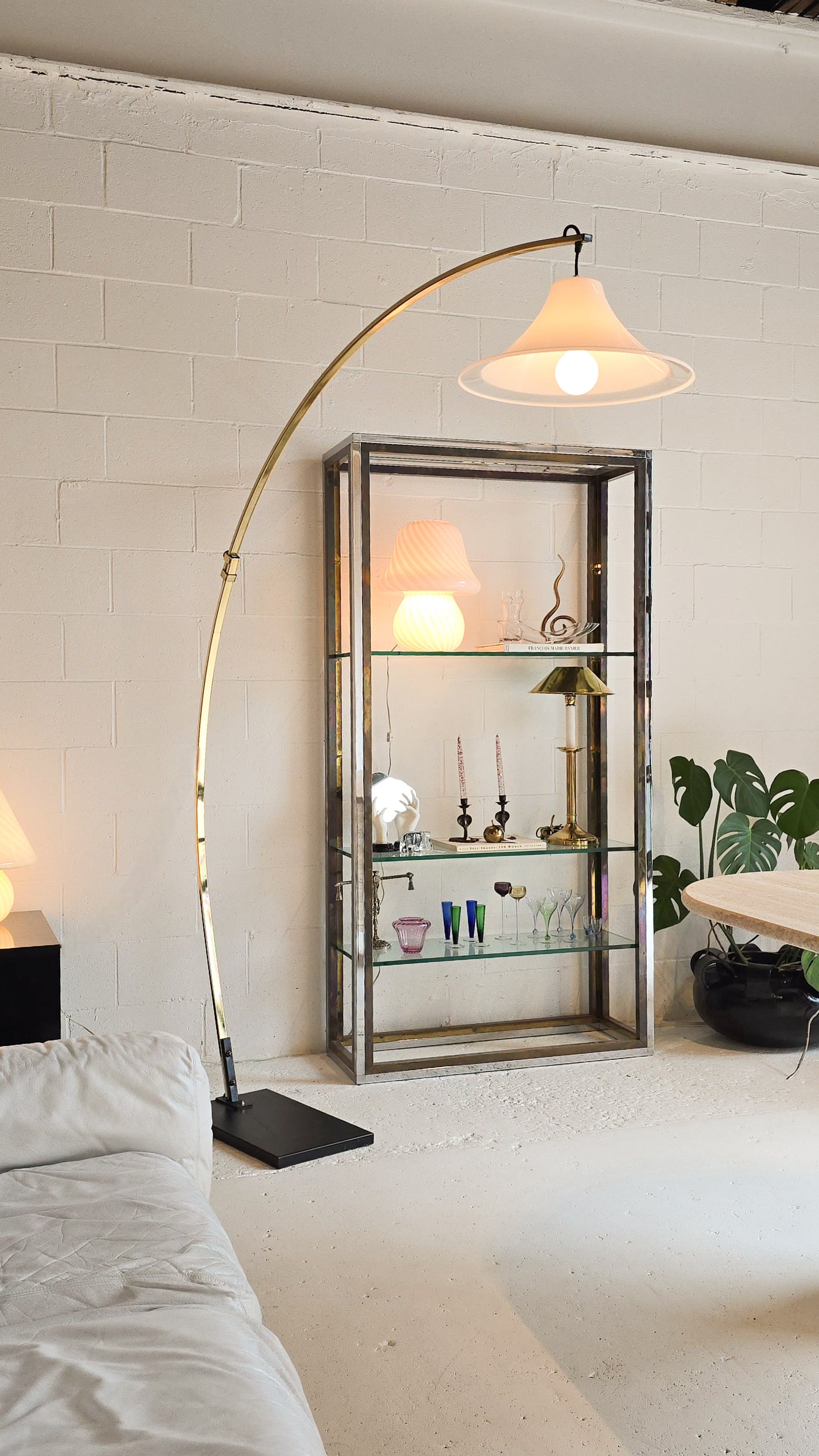 Brass Adjustable Arc Floor Lamp