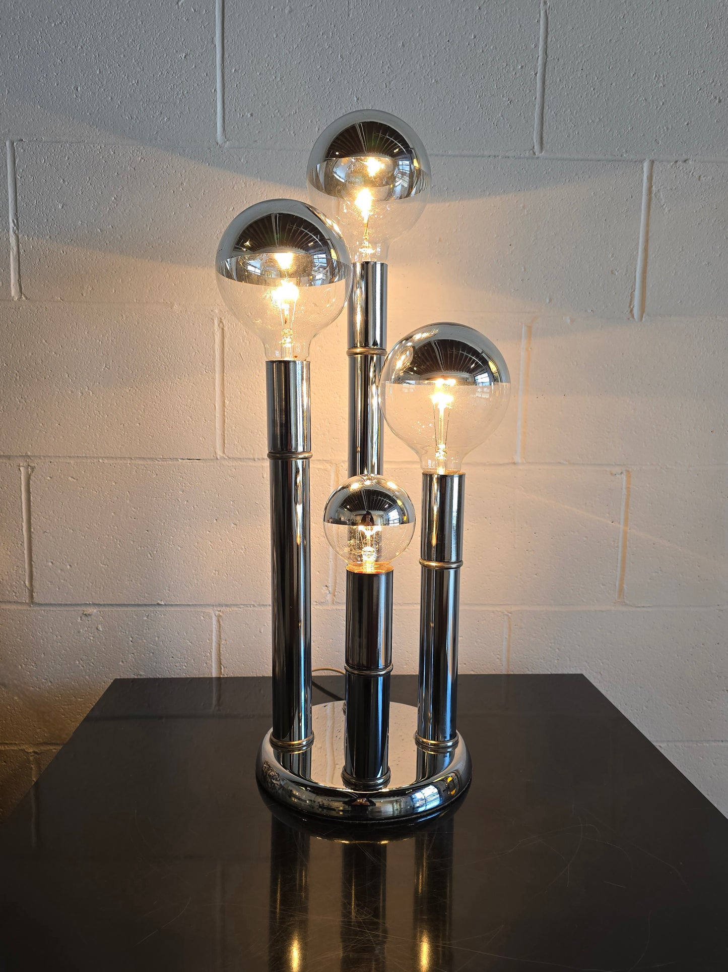 1970s Four Tier Chrome Lamp