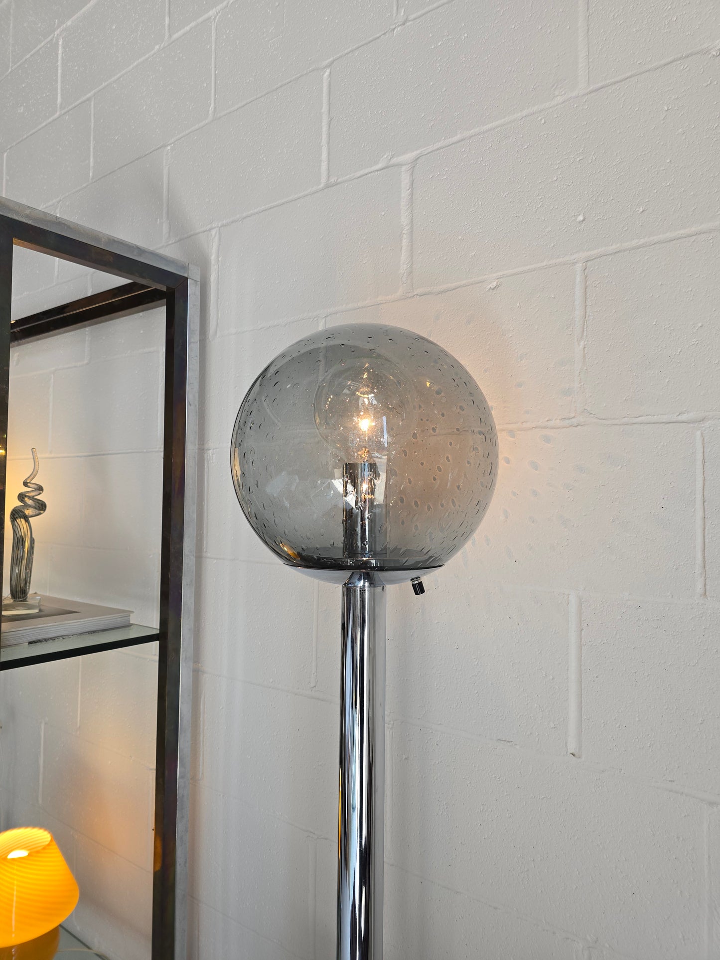 Glass Globe and Chrome Lamp