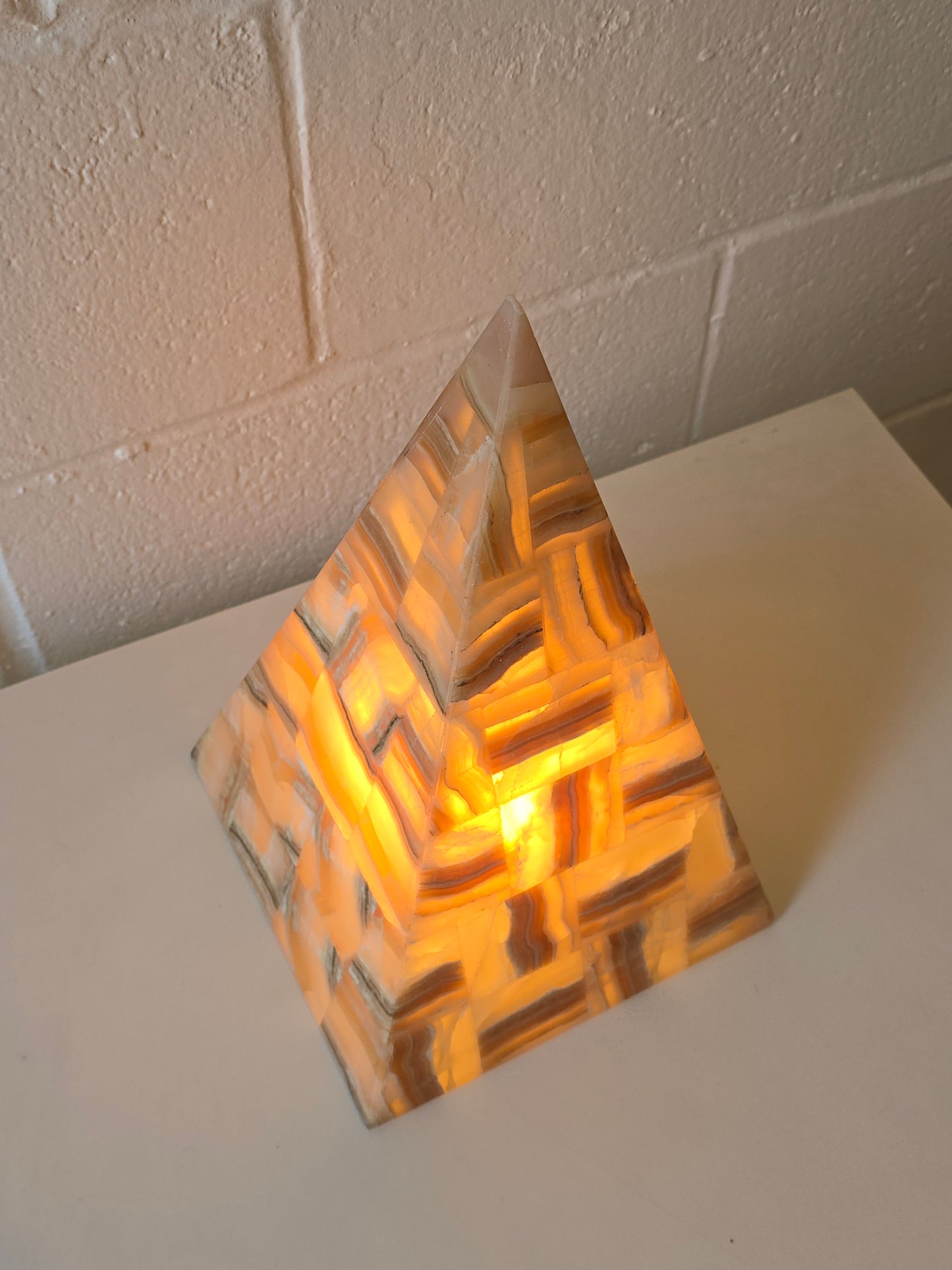 Onyx Stone Pyramid Lamp