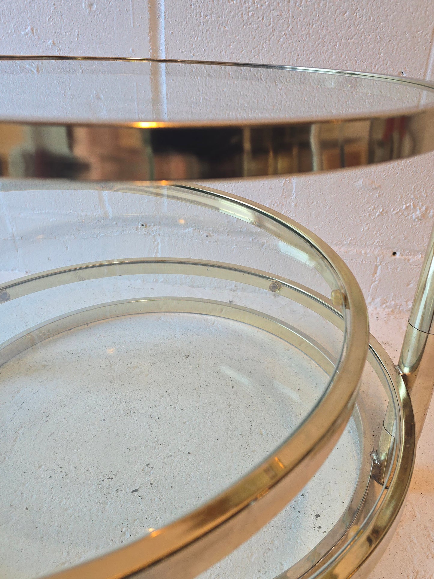 Brass and Glass Swivel Coffee Table