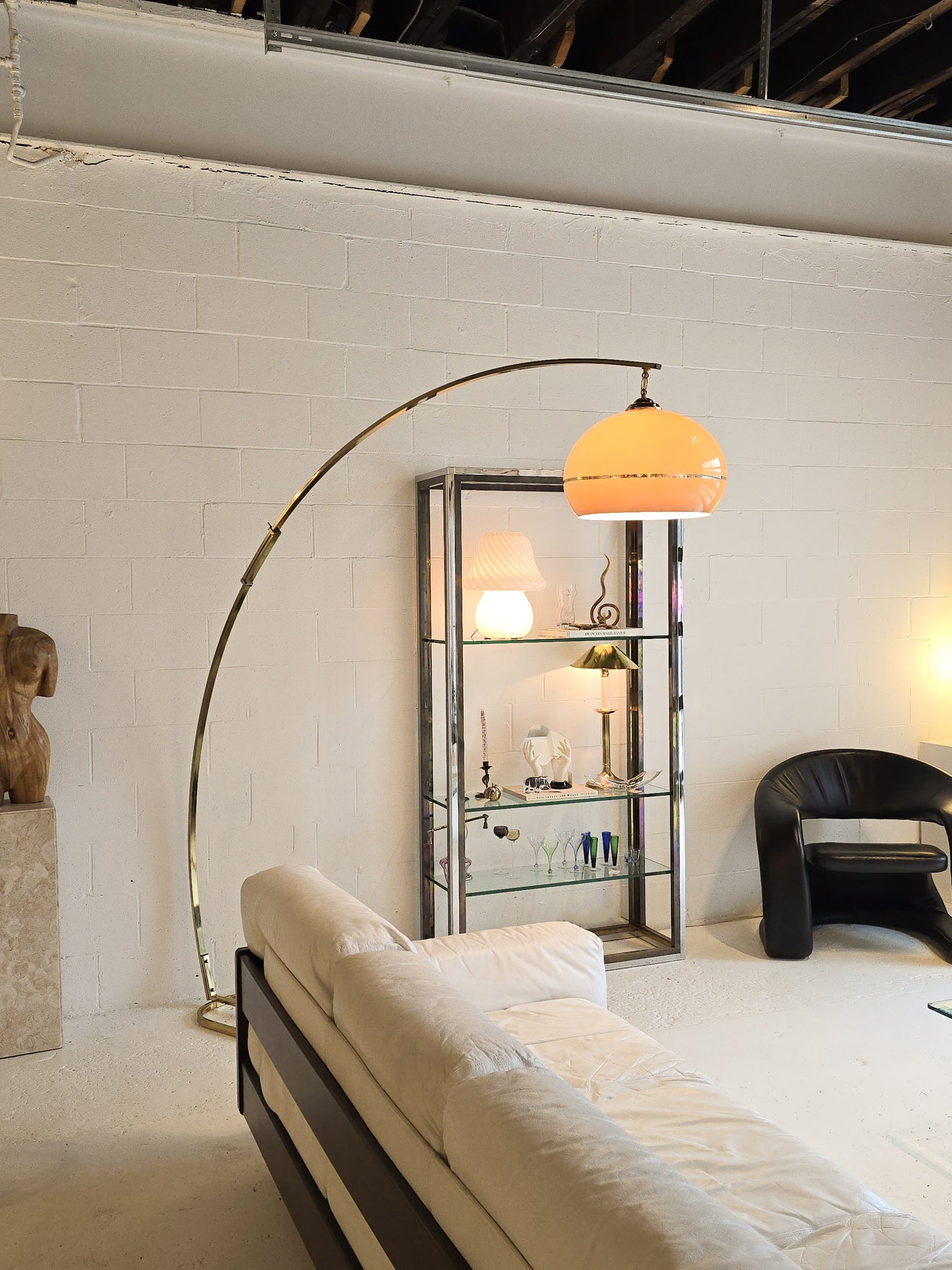 Brass and Acrylic Arc Floor Lamp