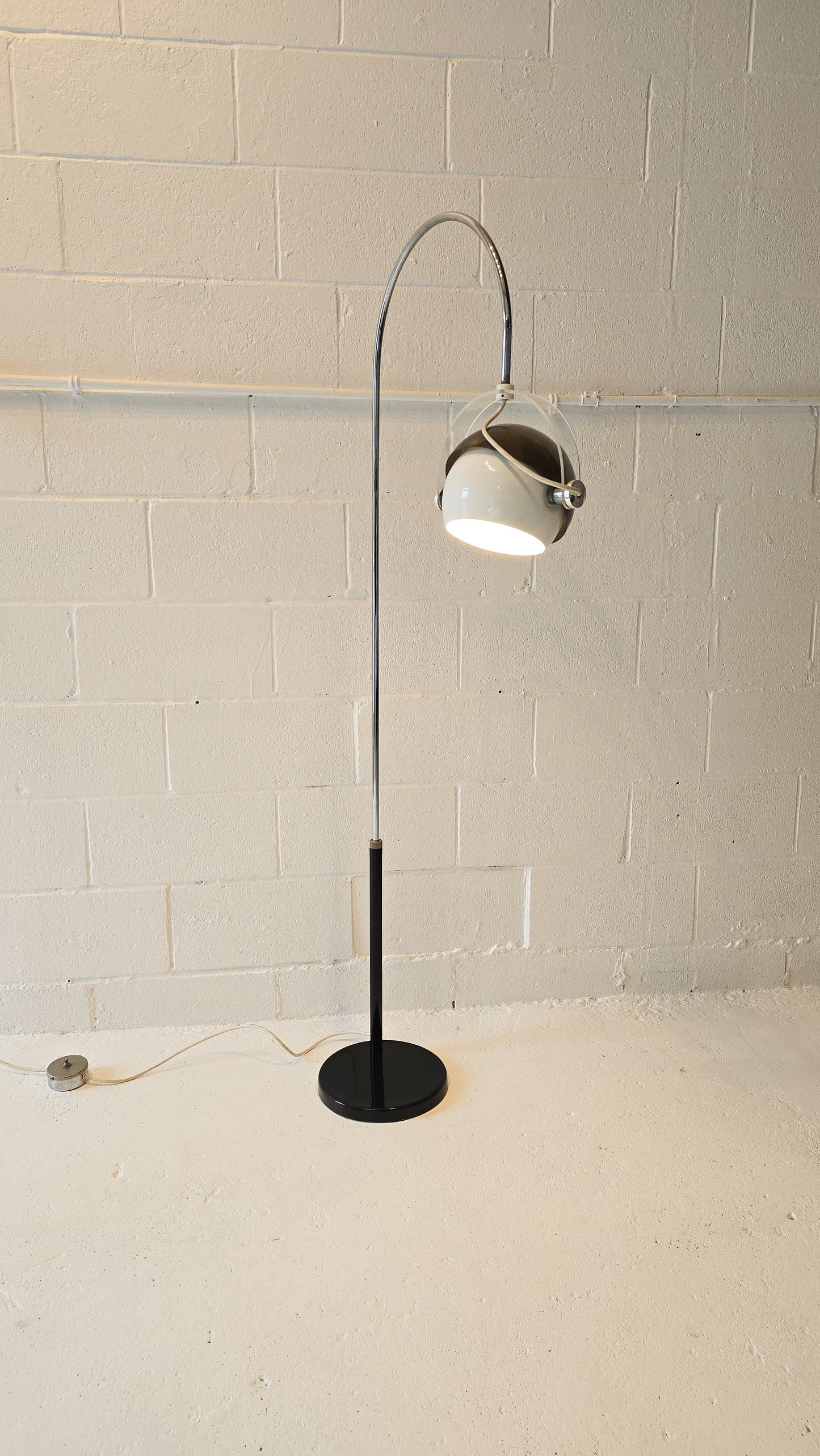 Arch Lucite and chrome floor lamp