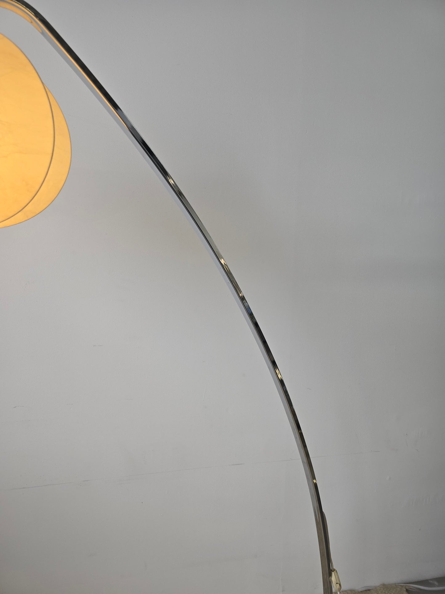 Arc Chrome Floor Lamp with Cocoon Shade
