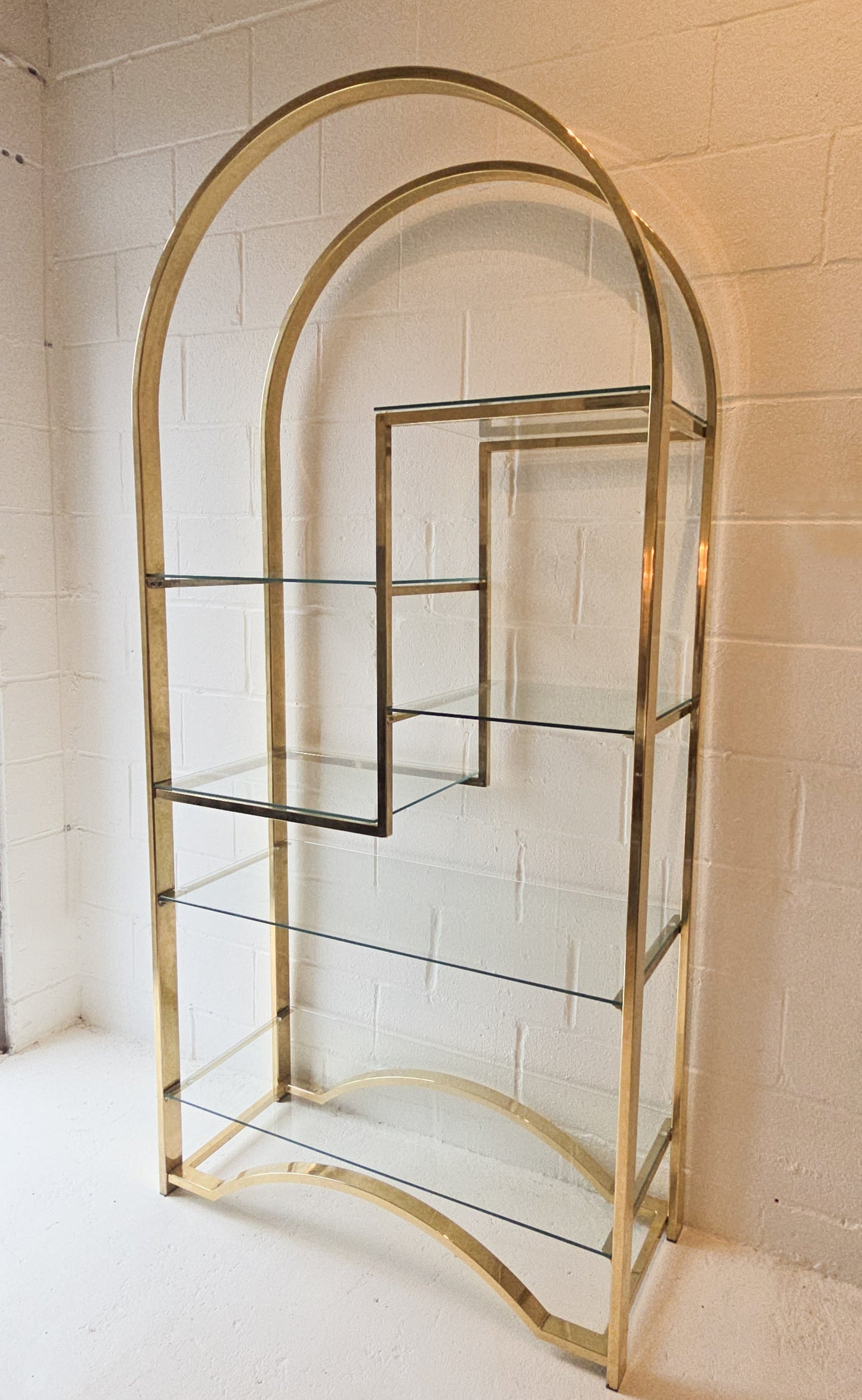 Brass and Glass Arch Etagere