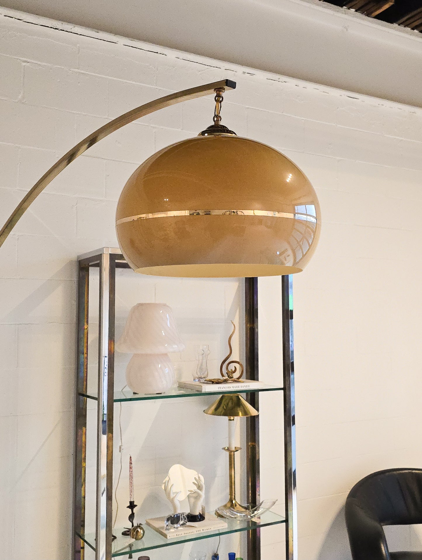 Brass and Acrylic Arc Floor Lamp