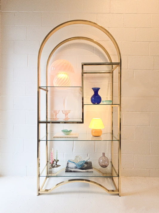 Brass and Glass Arch Etagere