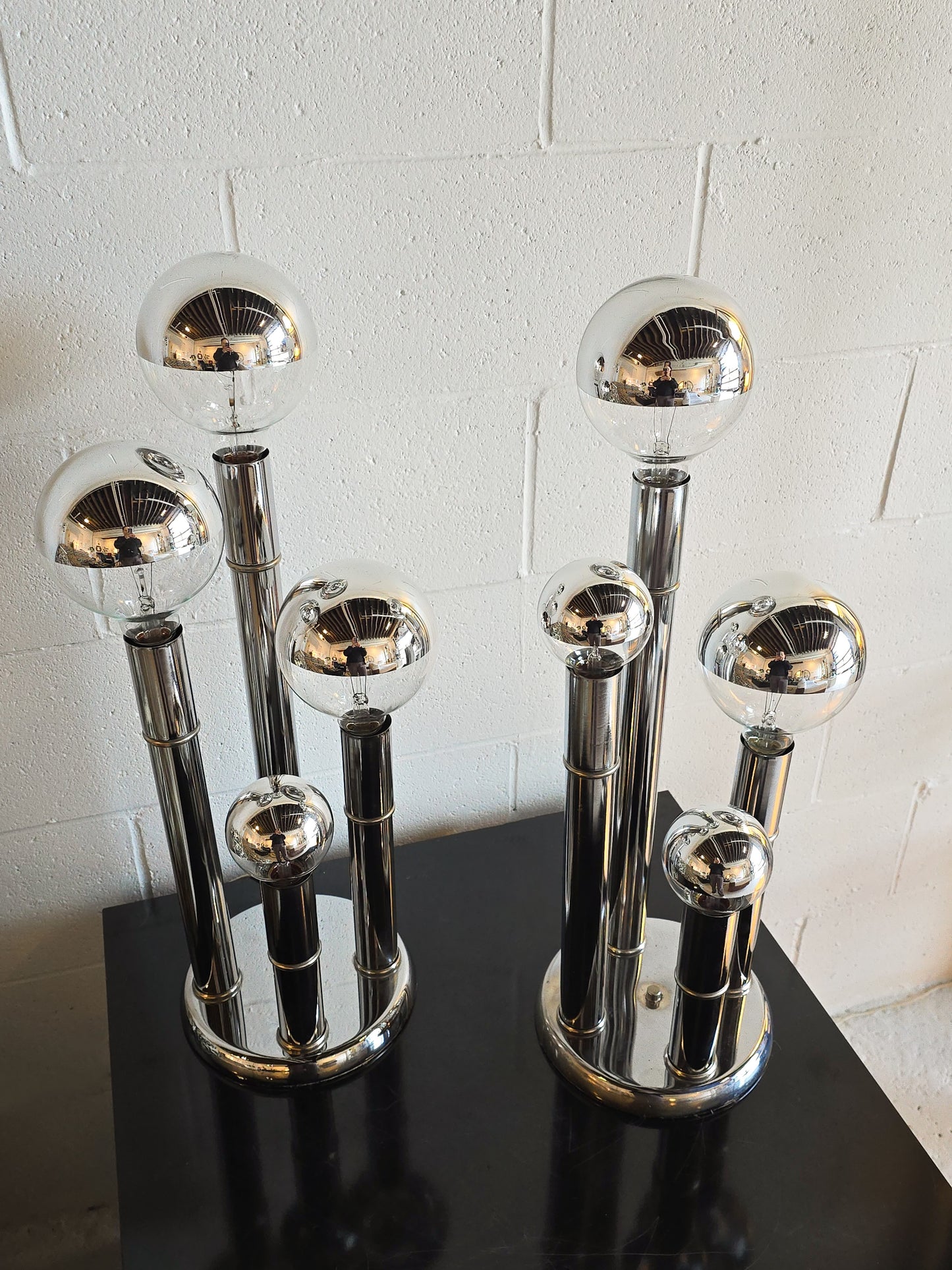 1970s Four Tier Chrome Lamp