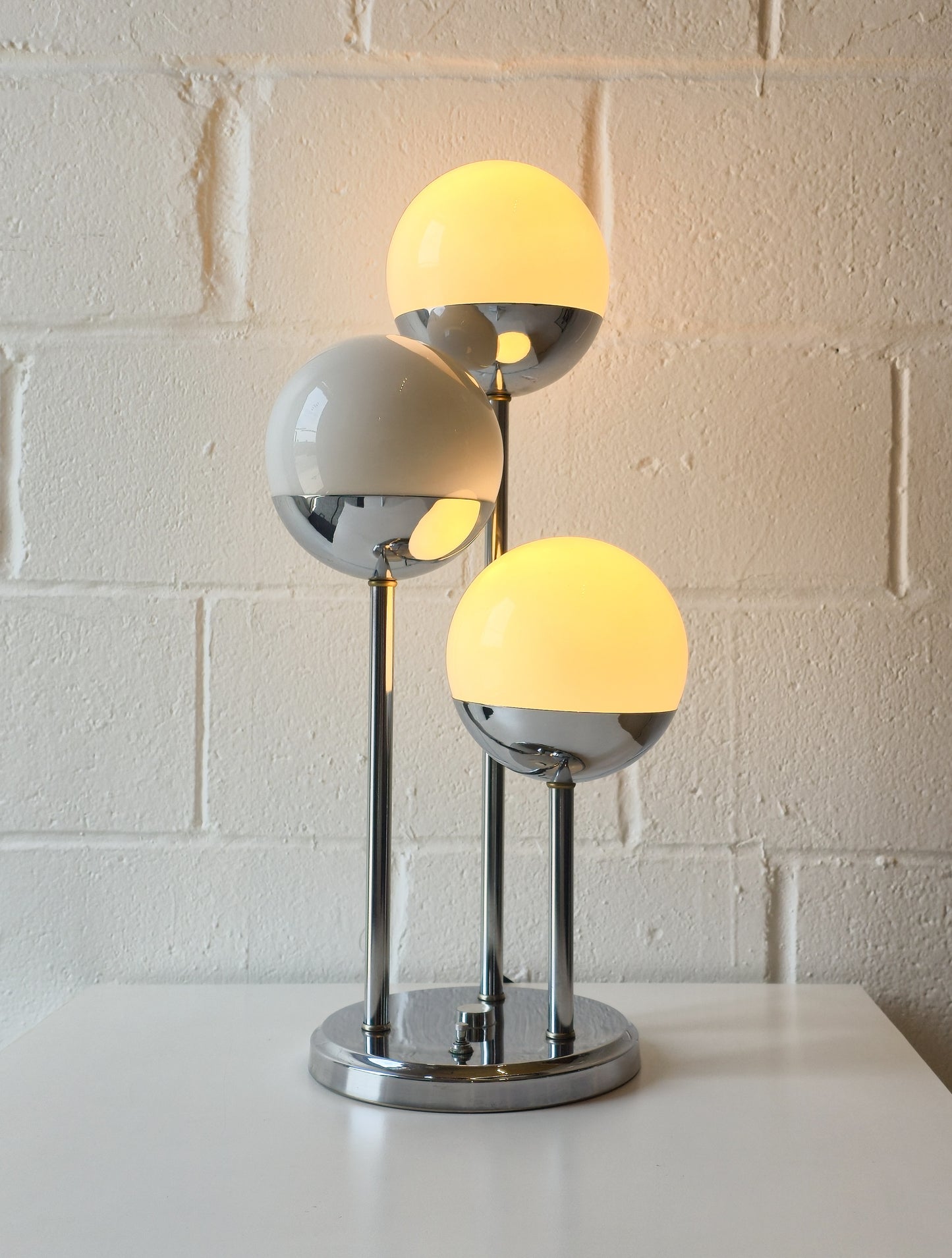 Chrome and Glass Globe Table Lamp