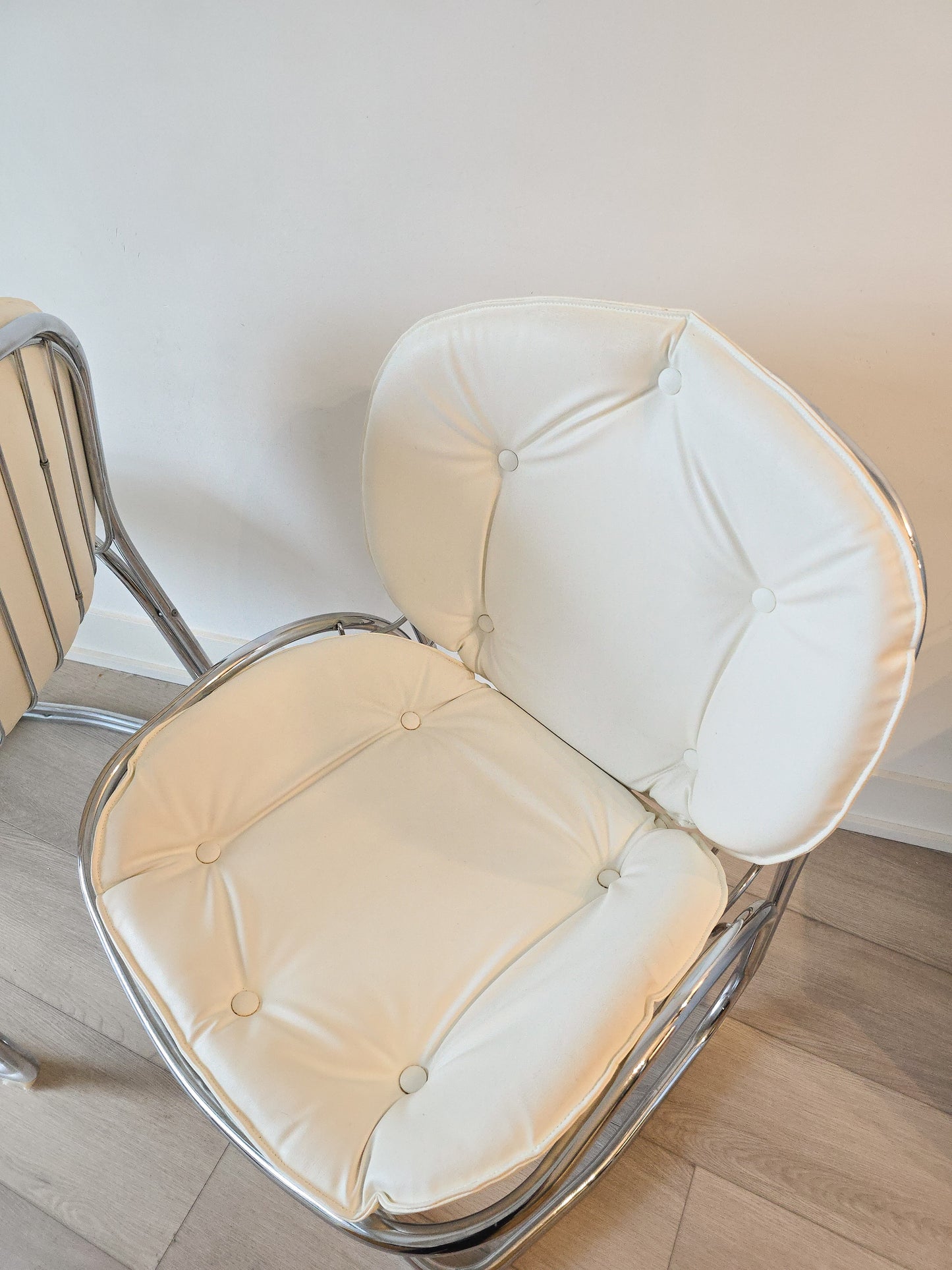 Cantilevered Chrome and leather chairs